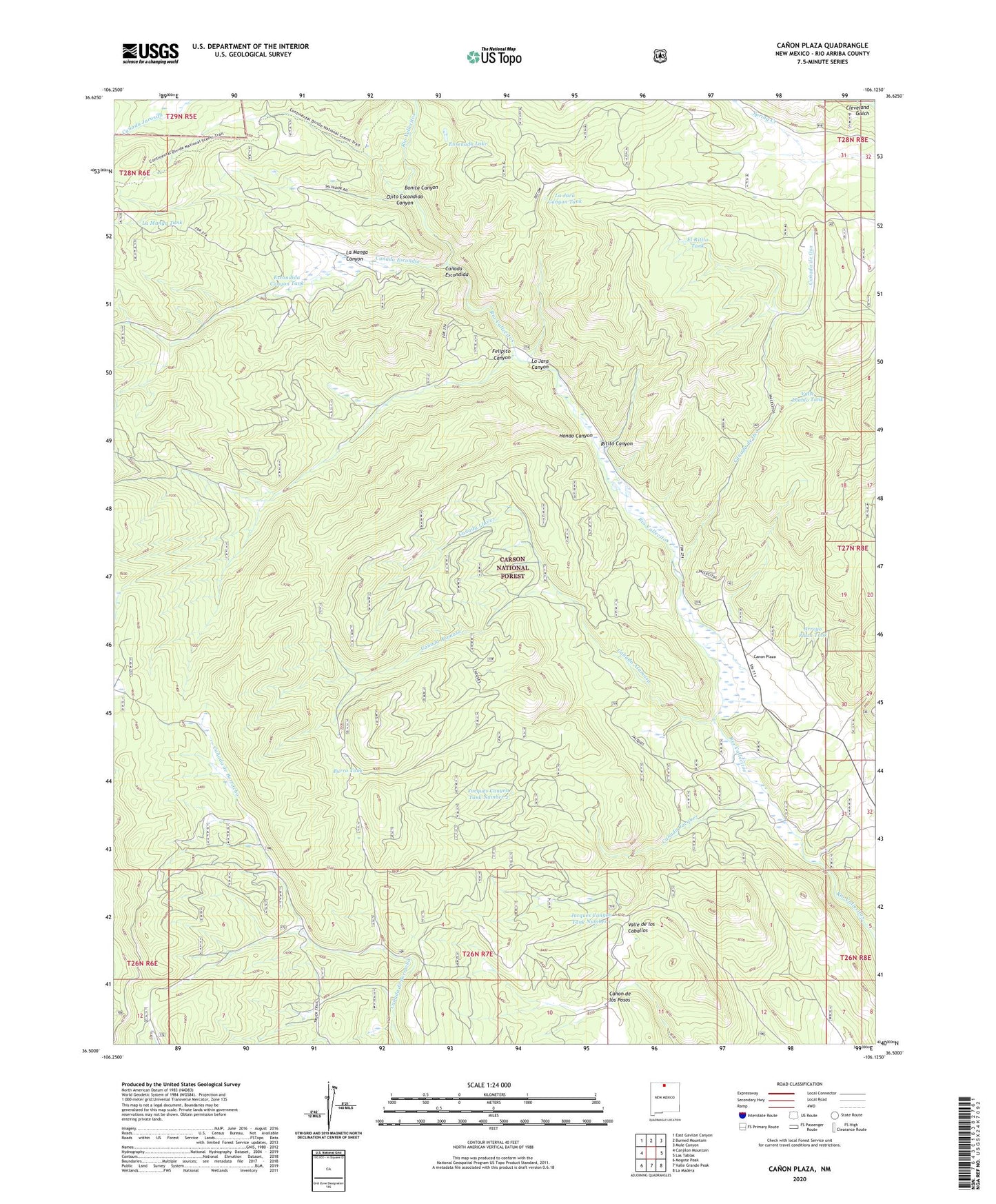 Canon Plaza New Mexico US Topo Map Image