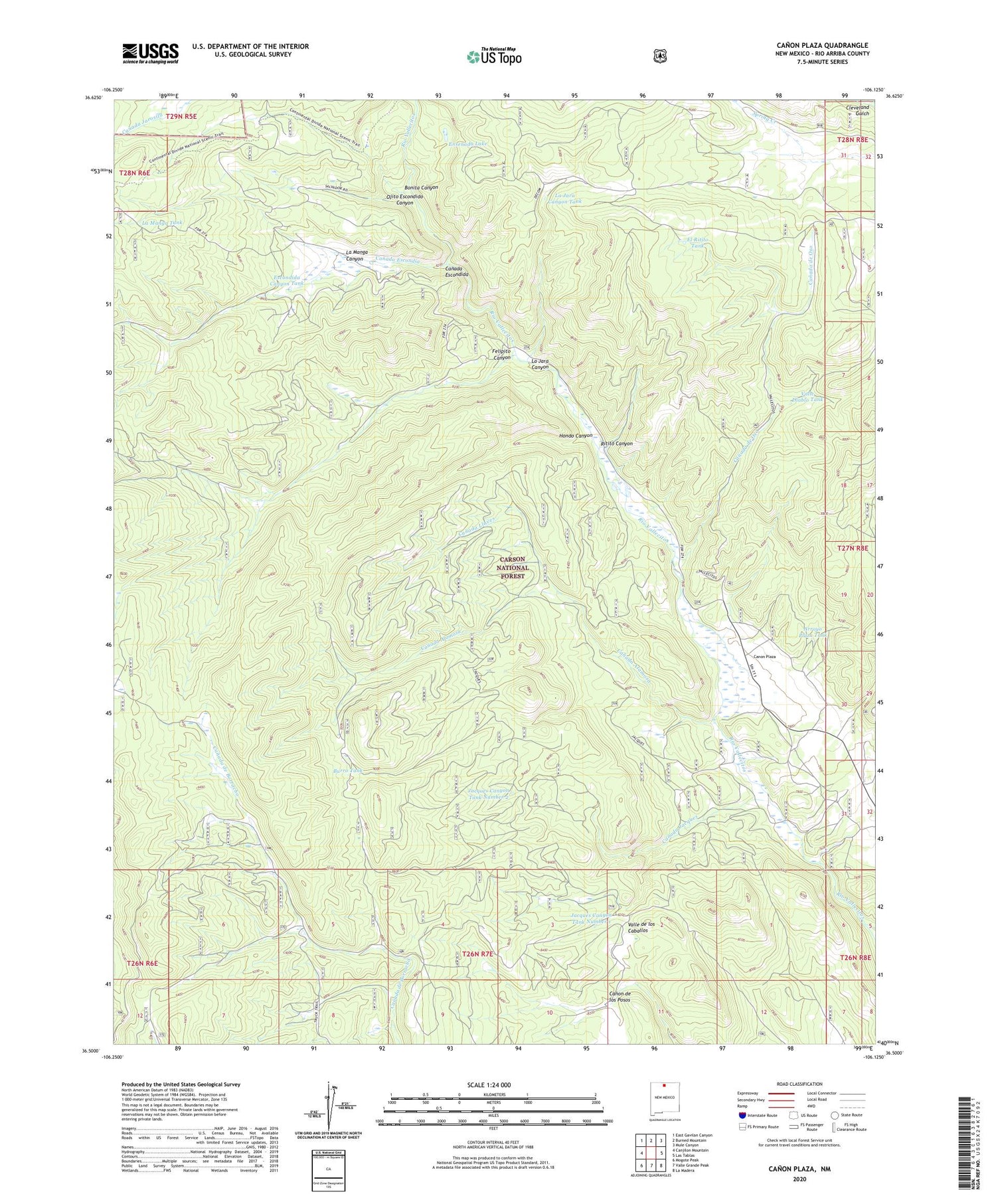 Canon Plaza New Mexico US Topo Map Image