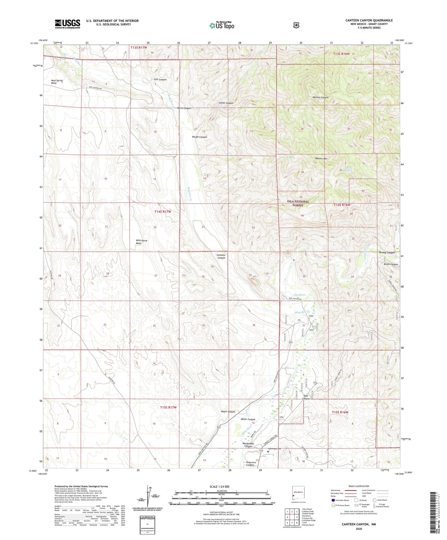 Canteen Canyon New Mexico US Topo Map Image