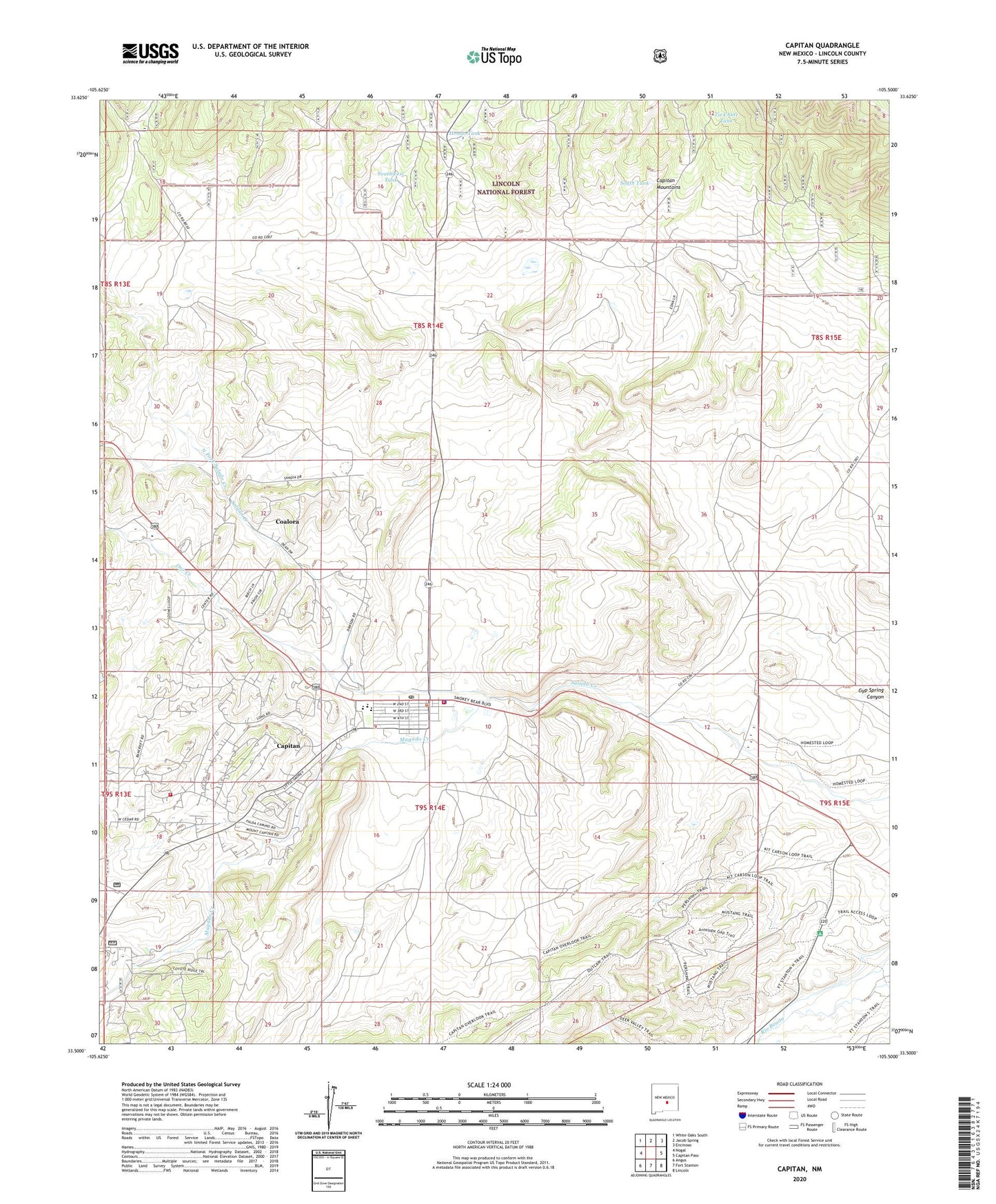 Capitan New Mexico US Topo Map Image