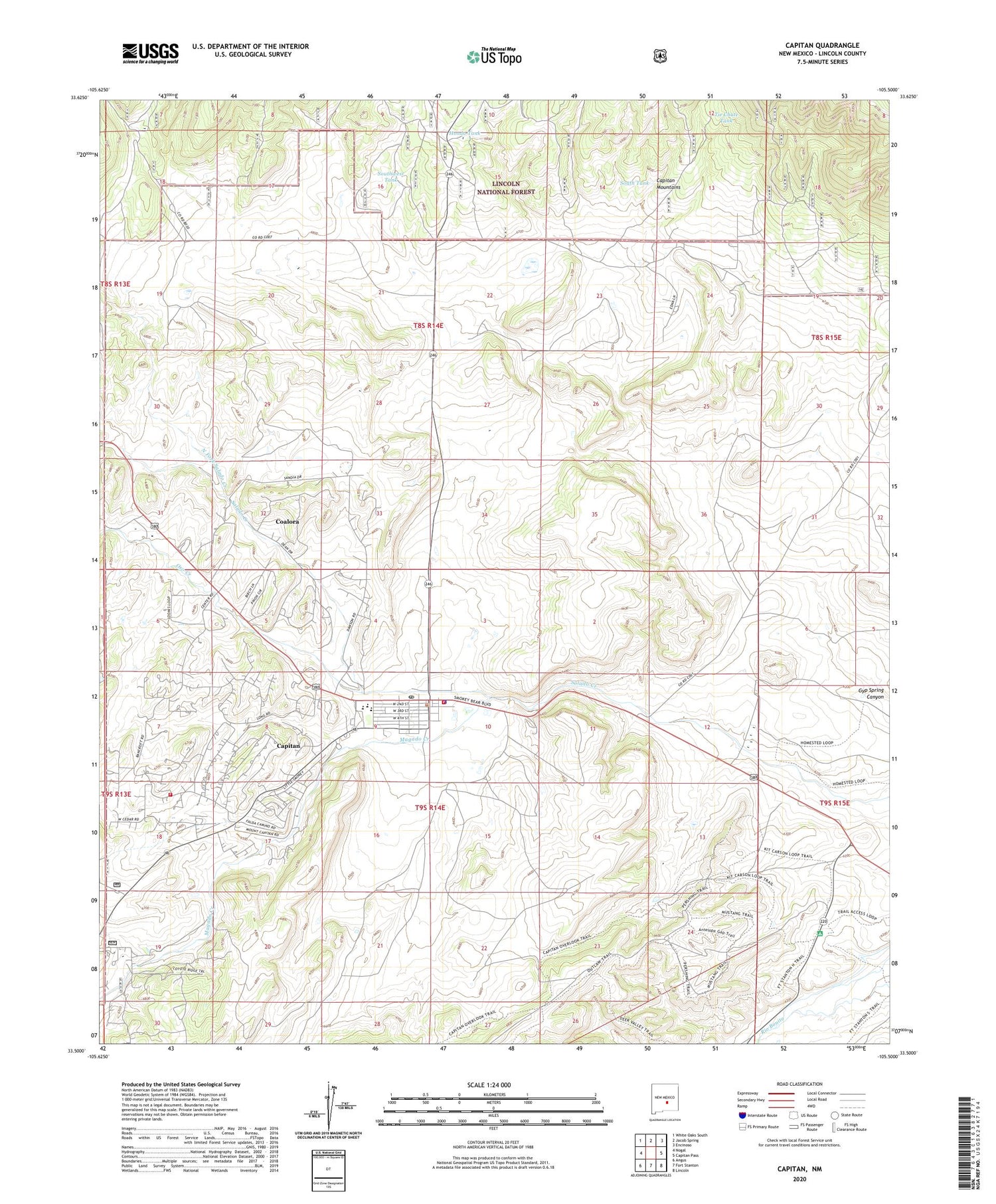 Capitan New Mexico US Topo Map Image