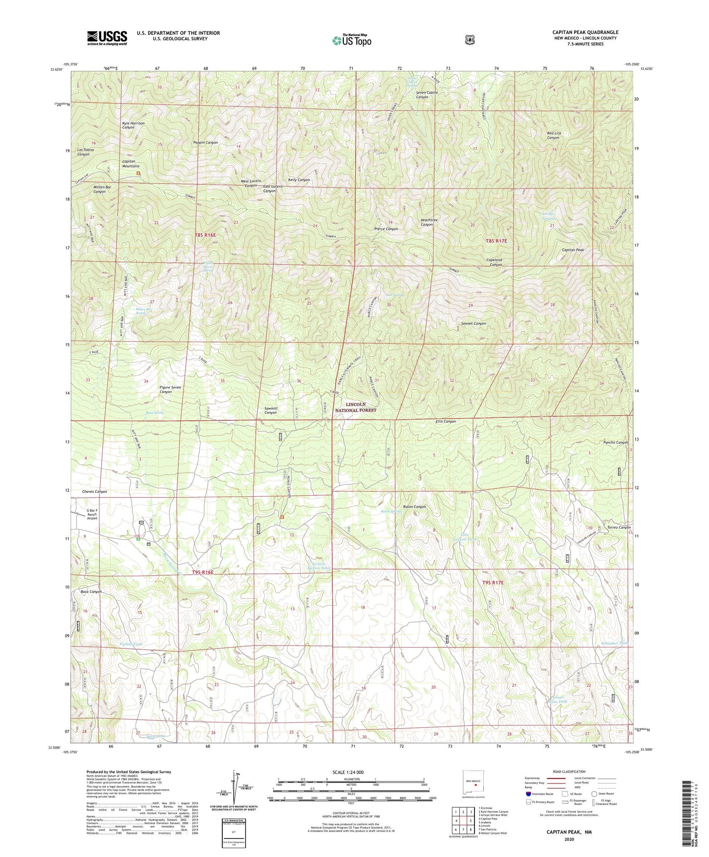 Capitan Peak New Mexico US Topo Map Image