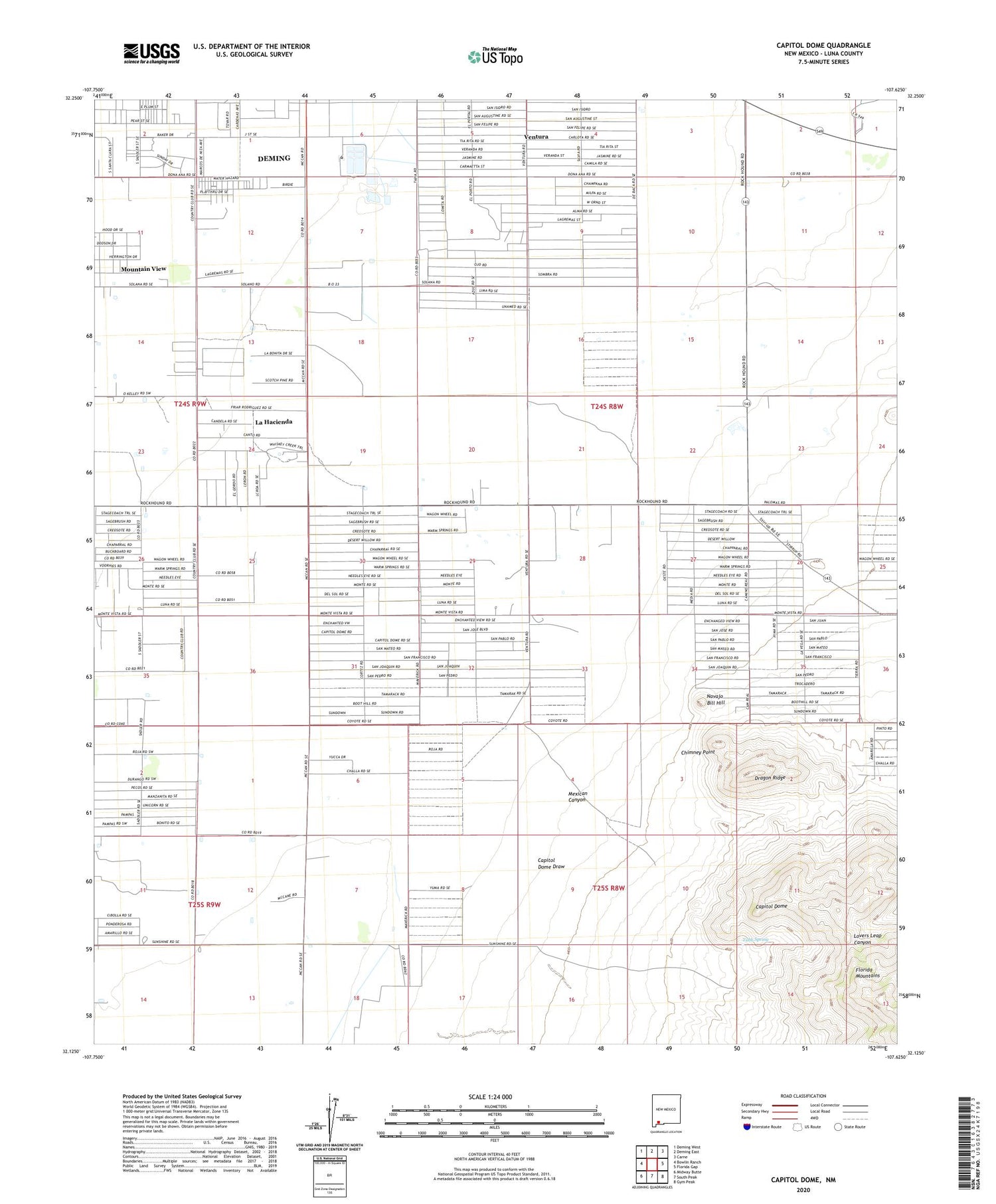 Capitol Dome New Mexico US Topo Map Image