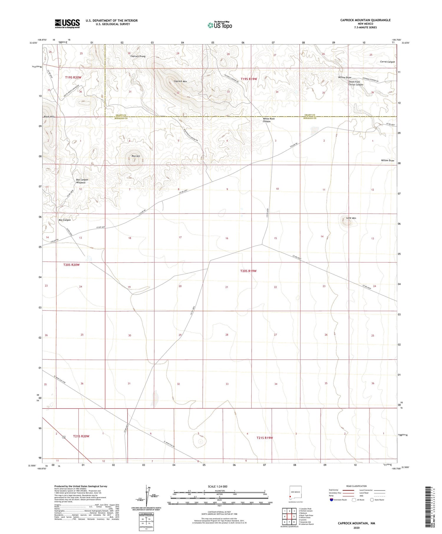 Caprock Mountain New Mexico US Topo Map Image