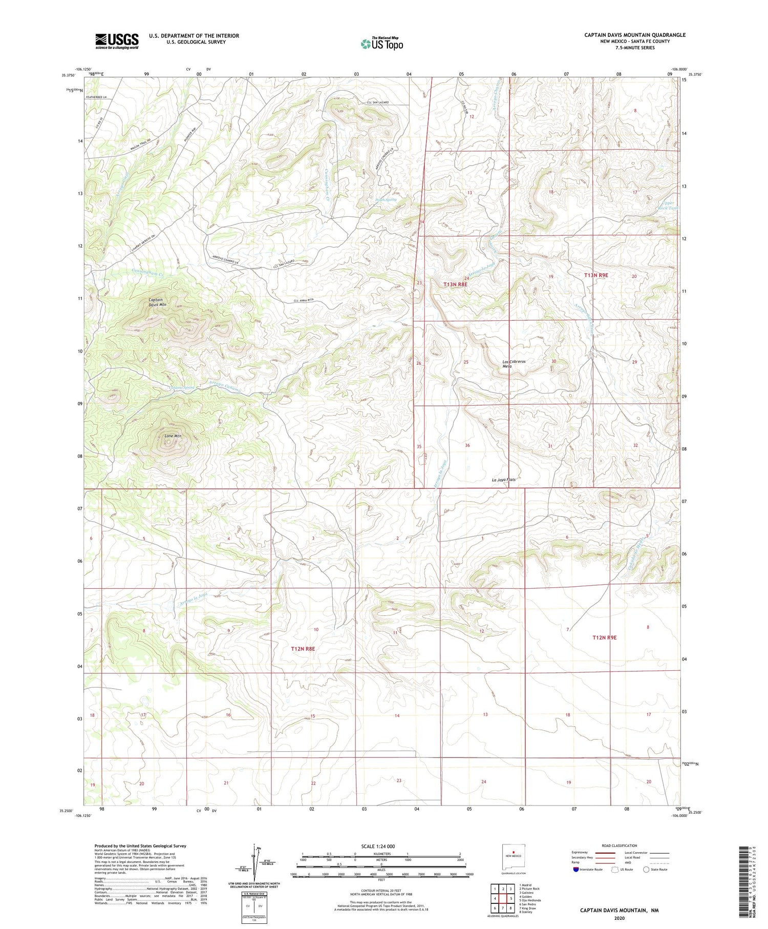 Captain Davis Mountain New Mexico US Topo Map Image