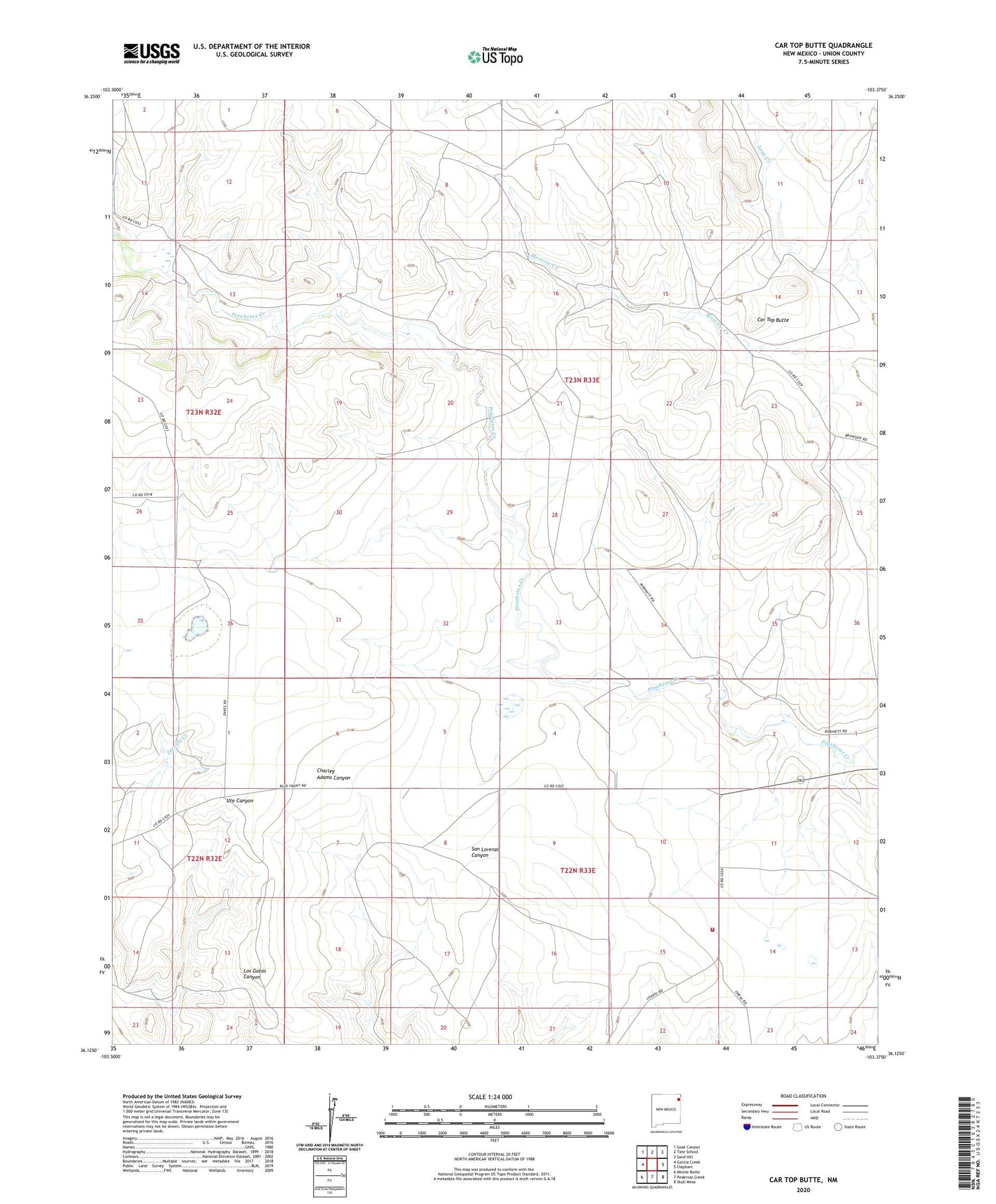 Car Top Butte New Mexico US Topo Map Image