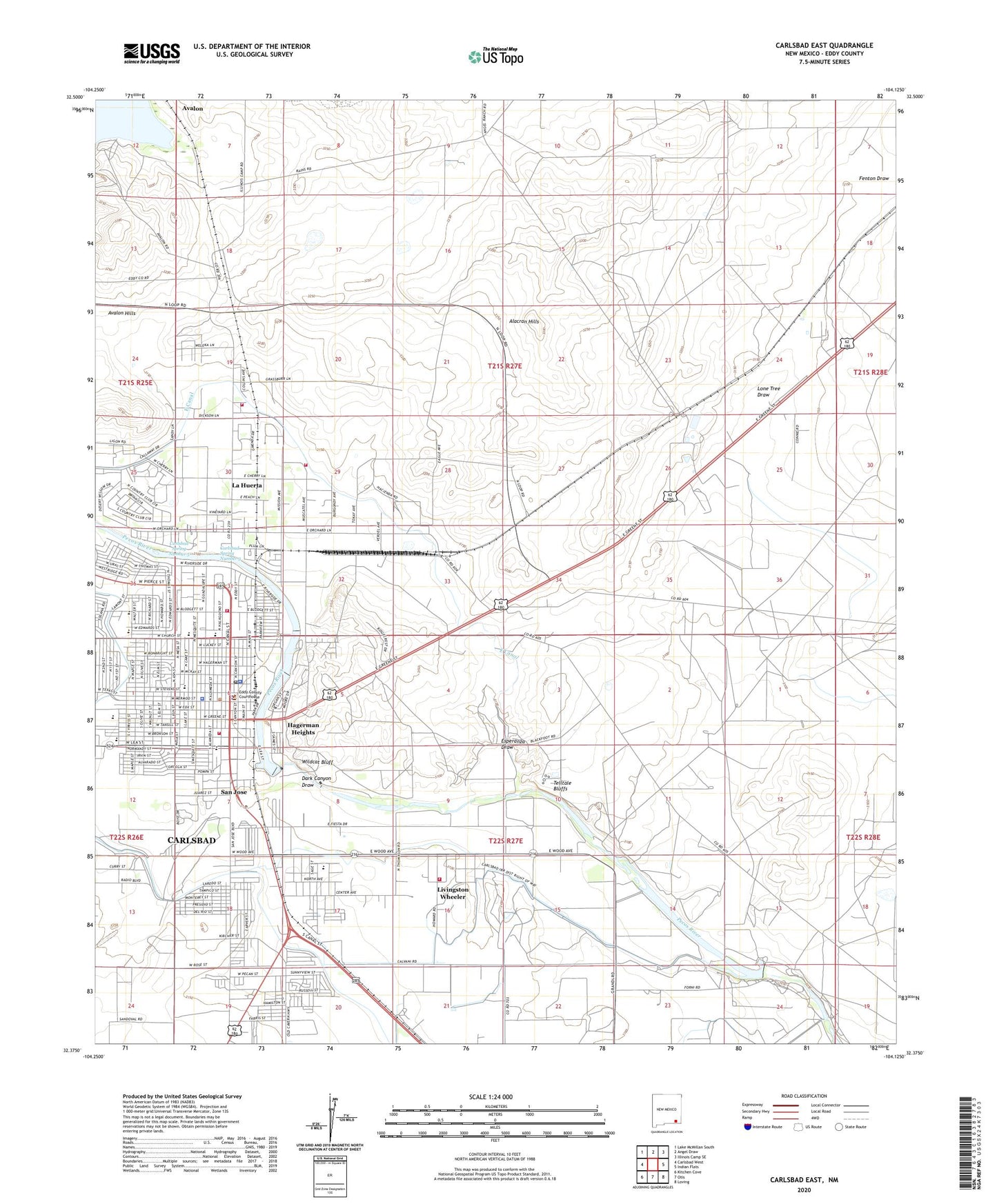 Carlsbad East New Mexico US Topo Map Image