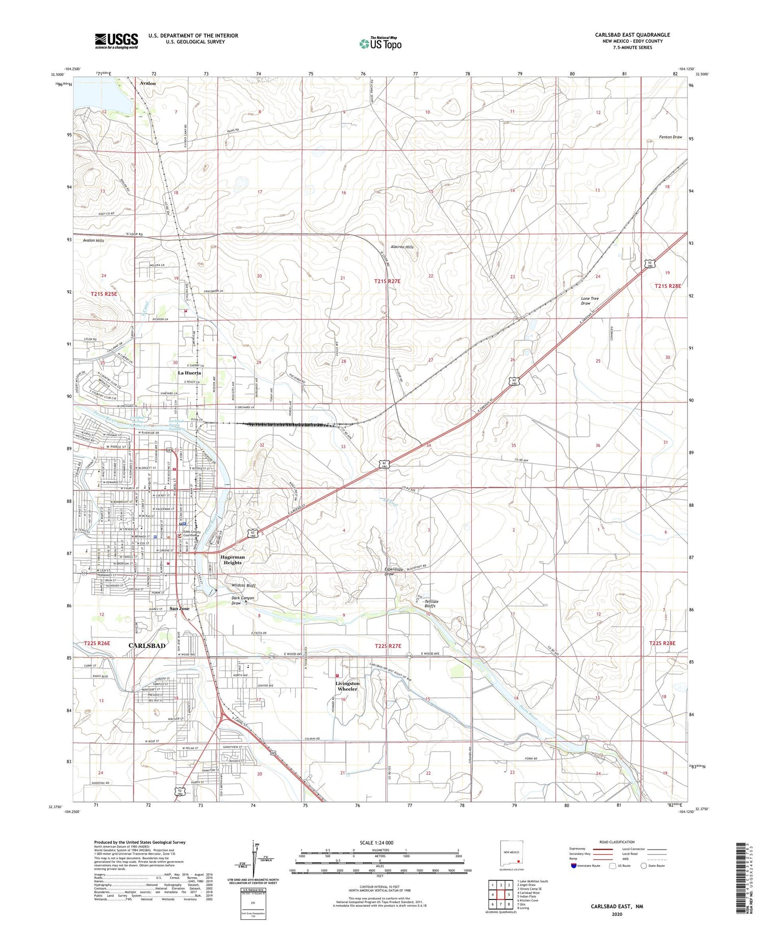 Carlsbad East New Mexico US Topo Map Image