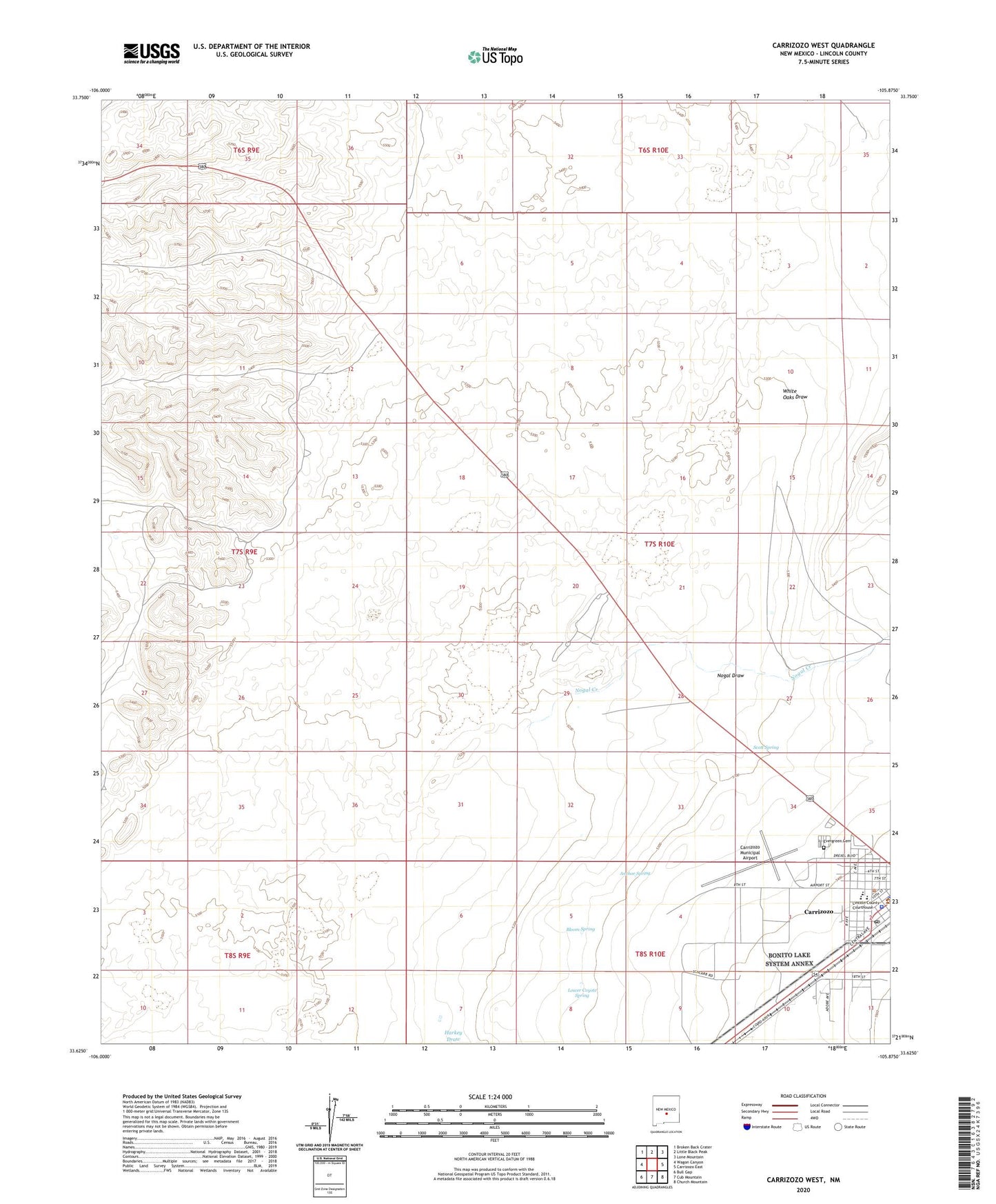 Carrizozo West New Mexico US Topo Map Image