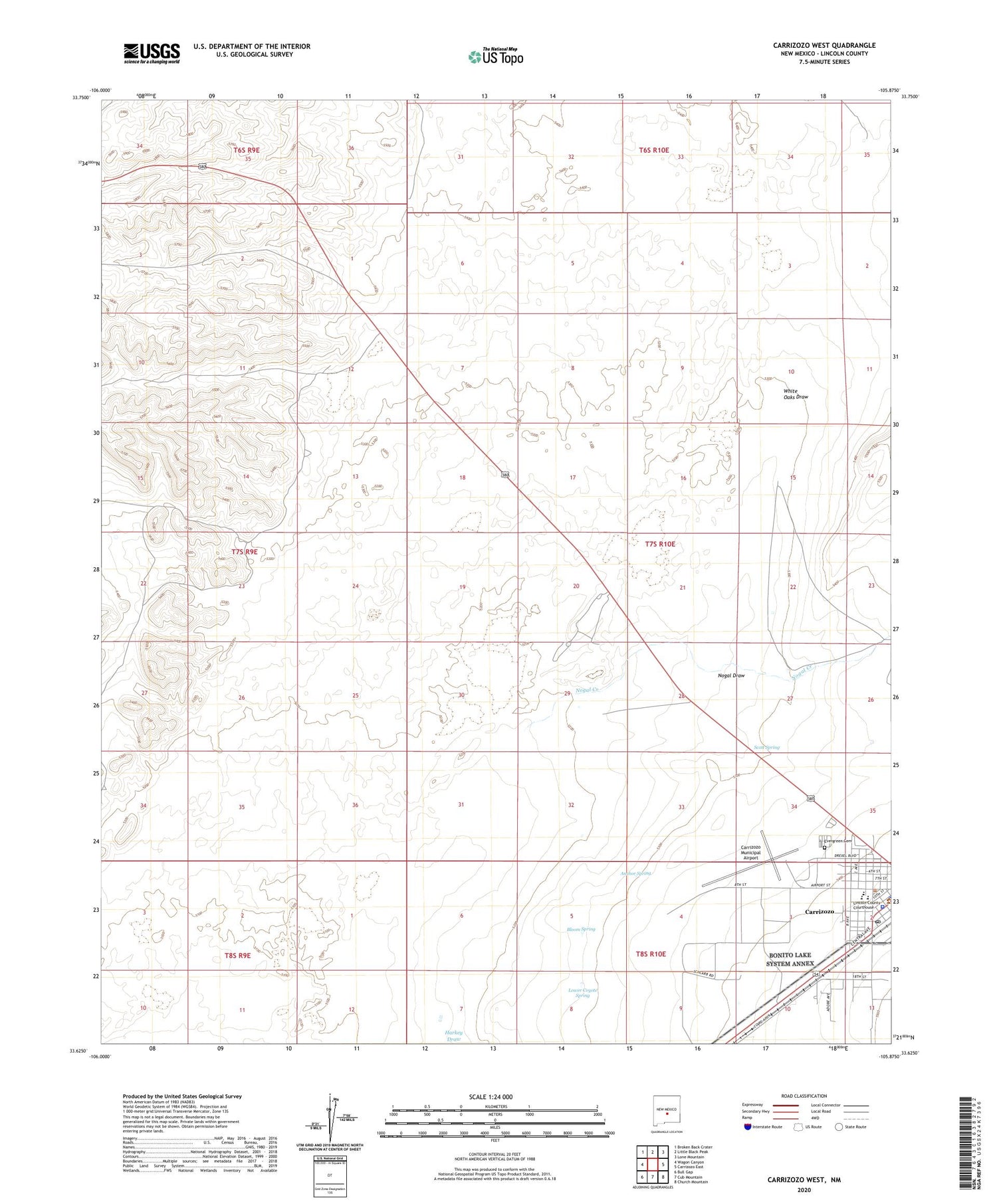 Carrizozo West New Mexico US Topo Map Image