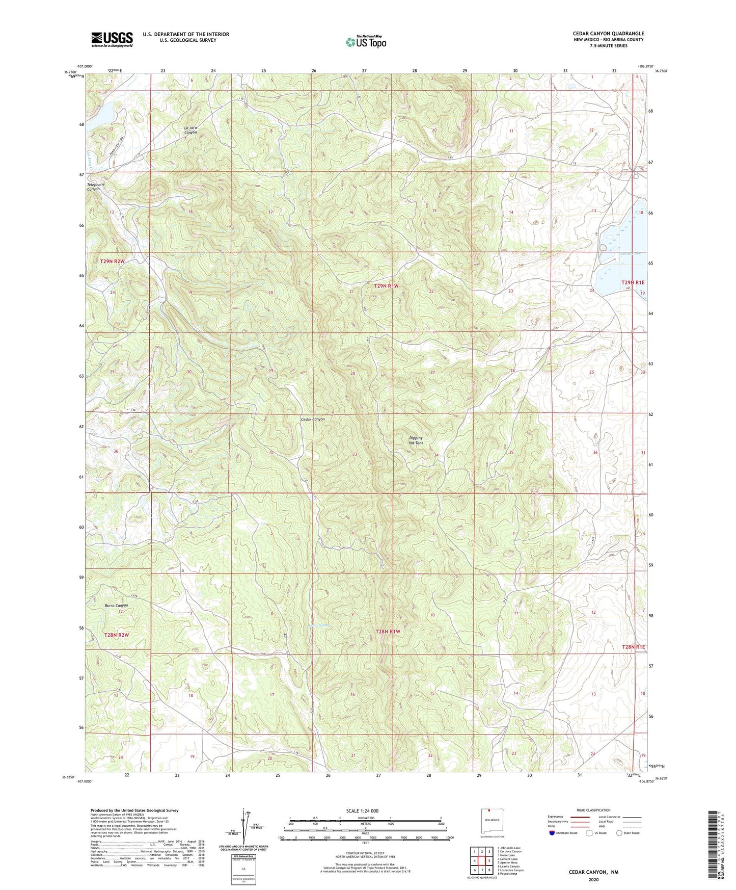 Cedar Canyon New Mexico US Topo Map Image
