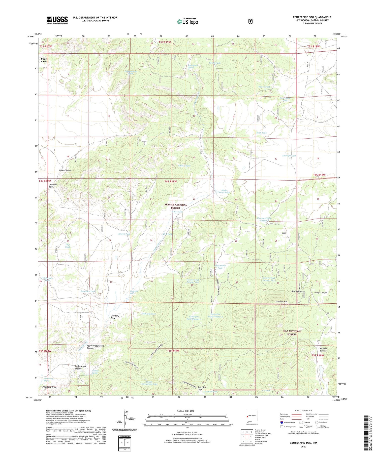 Centerfire Bog New Mexico US Topo Map Image