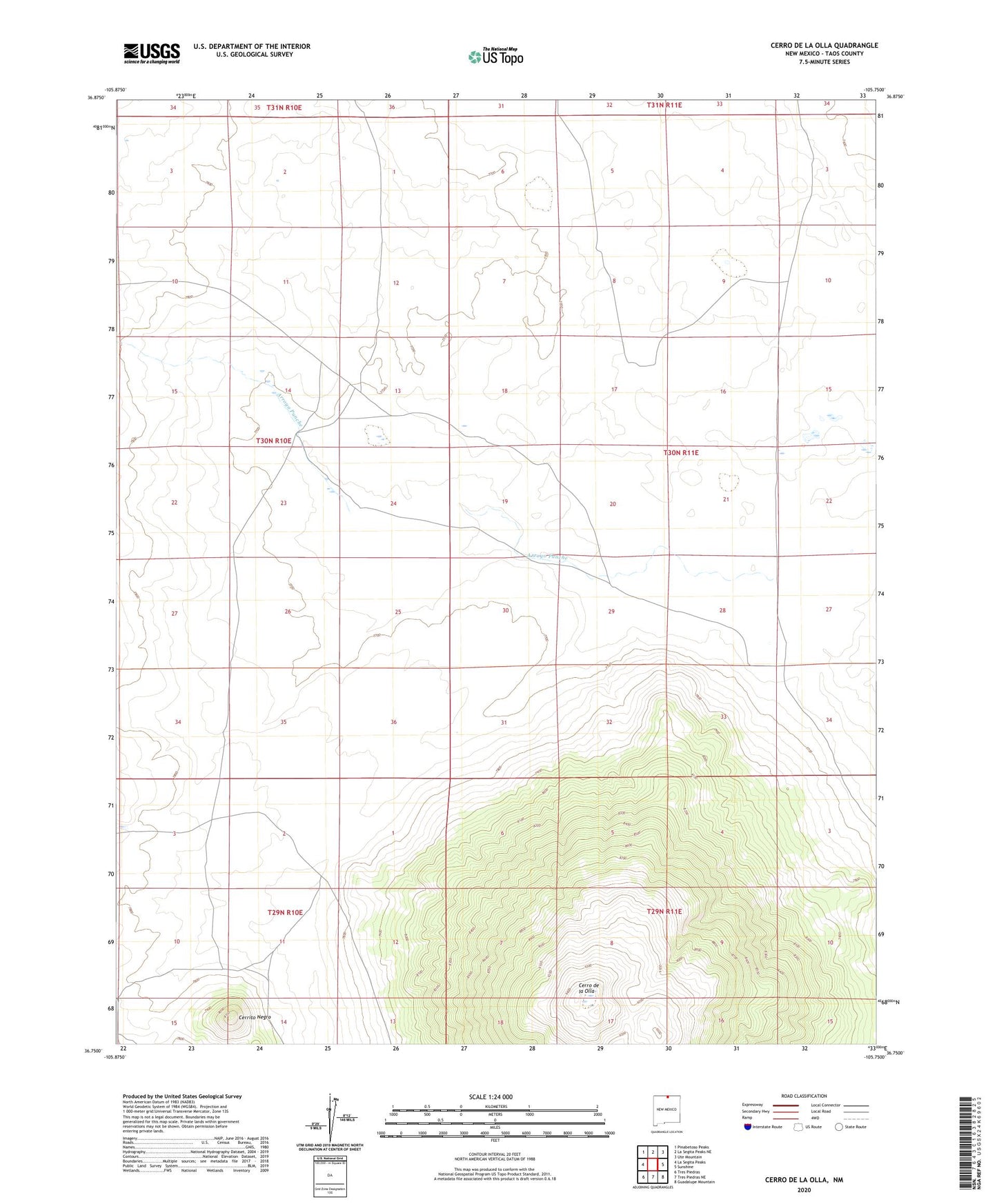 Cerro De La Olla New Mexico US Topo Map Image