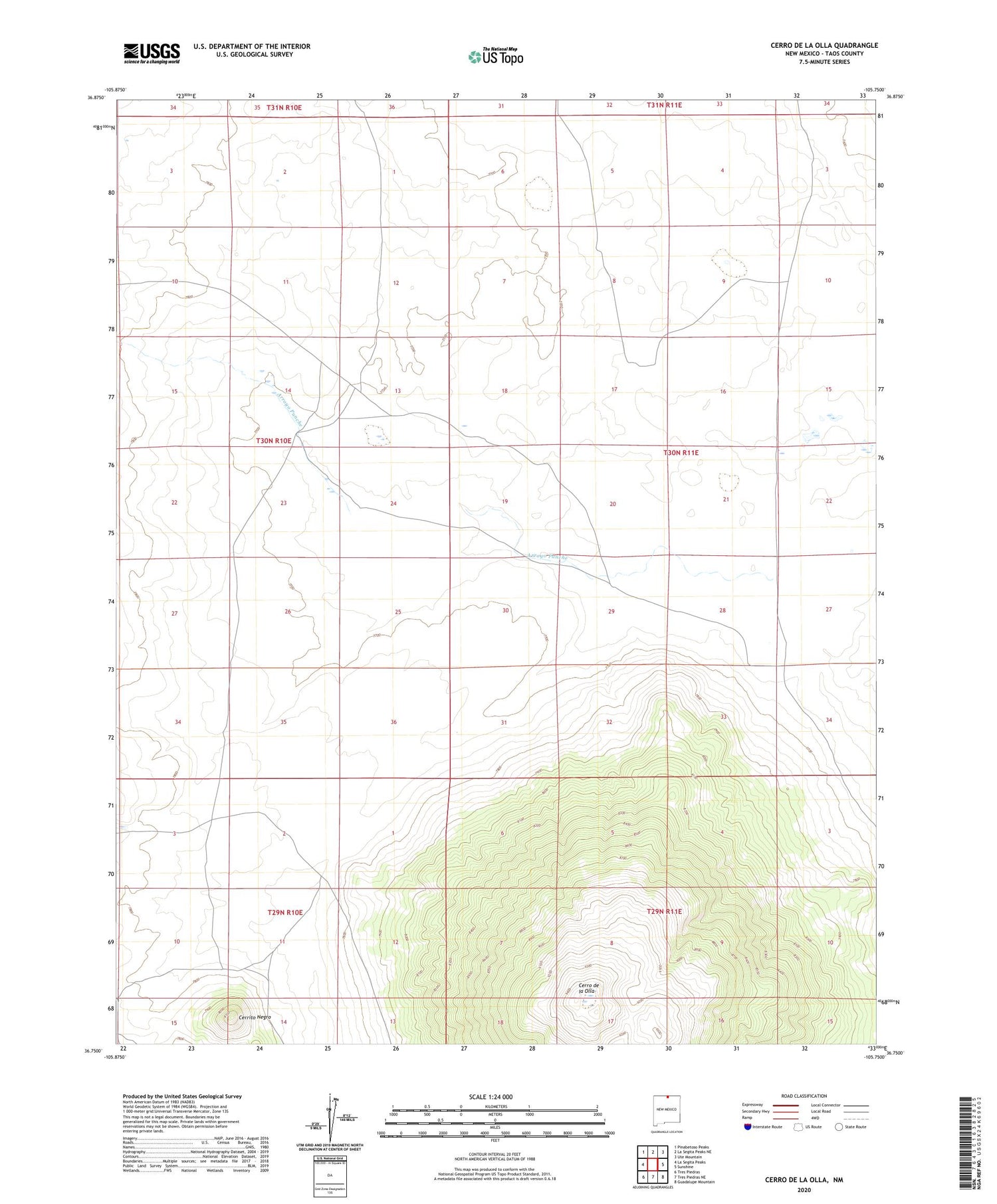Cerro De La Olla New Mexico US Topo Map Image