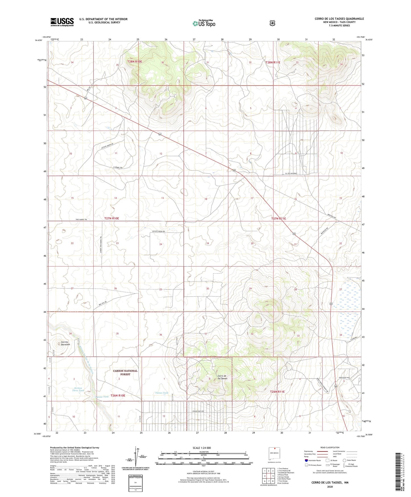Cerro De Los Taoses New Mexico US Topo Map Image