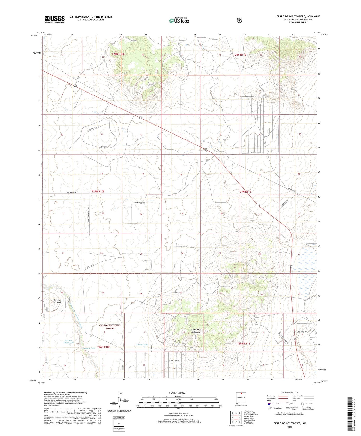 Cerro De Los Taoses New Mexico US Topo Map Image