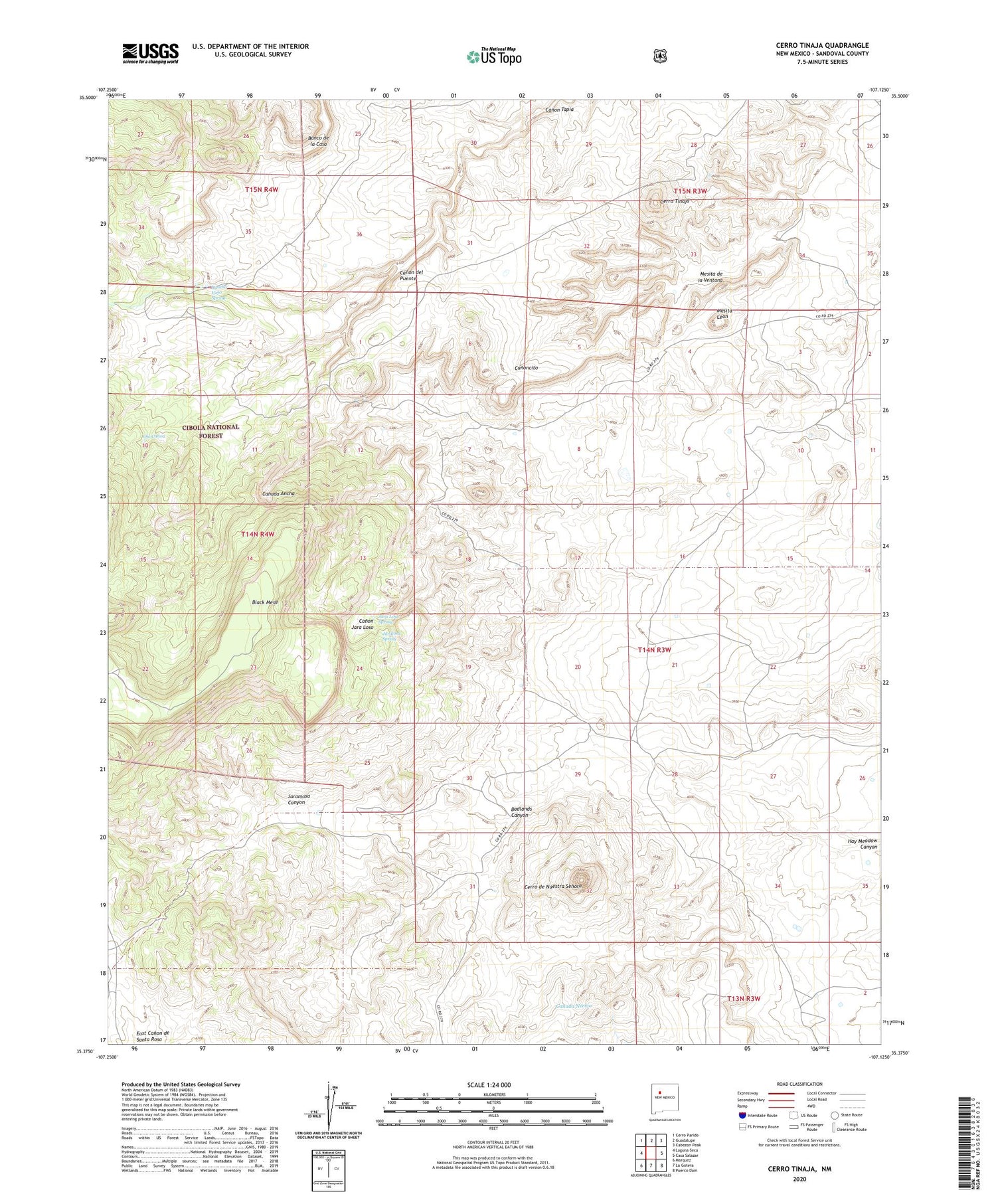 Cerro Tinaja New Mexico US Topo Map Image