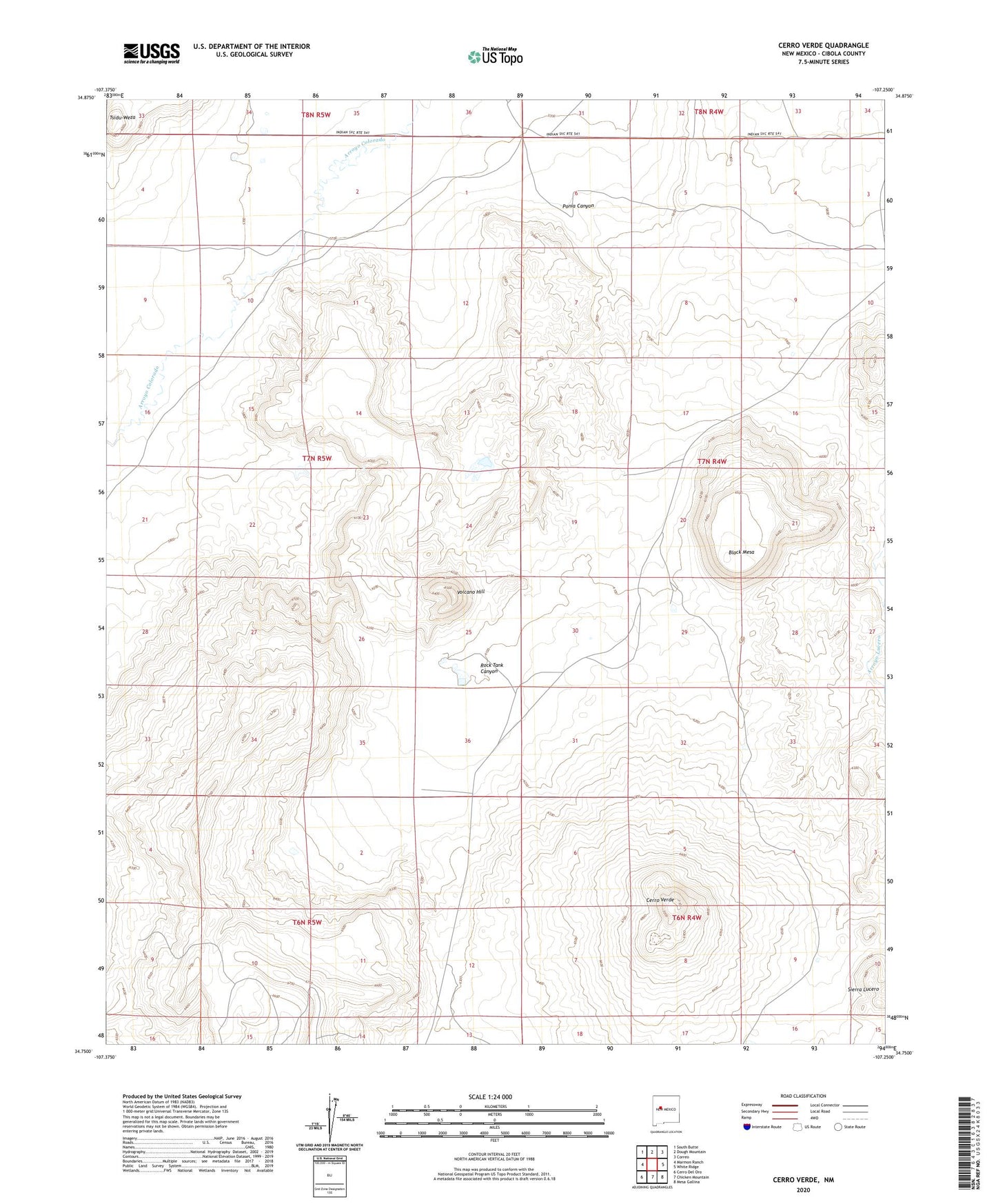 Cerro Verde New Mexico US Topo Map Image