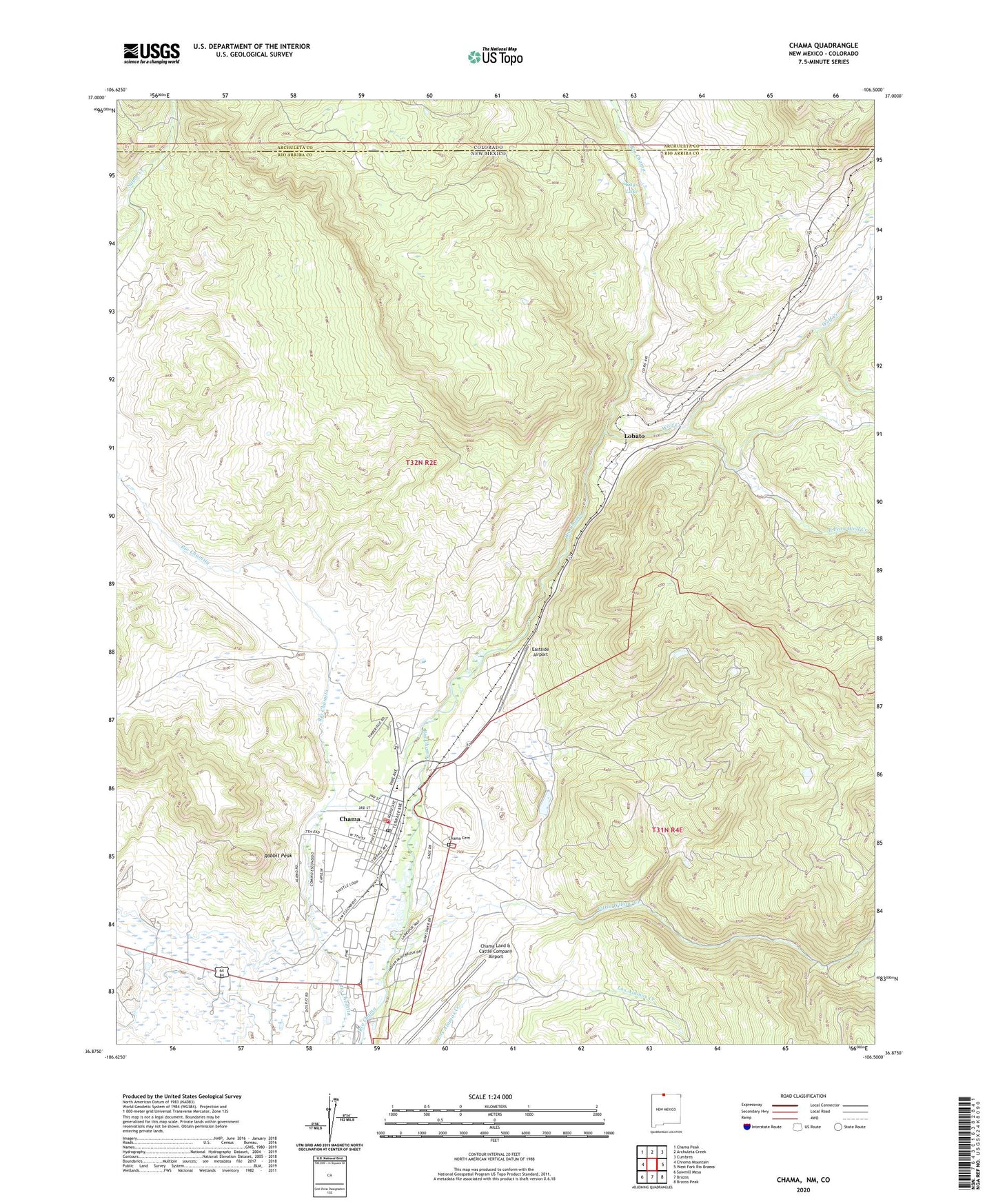Chama New Mexico US Topo Map Image
