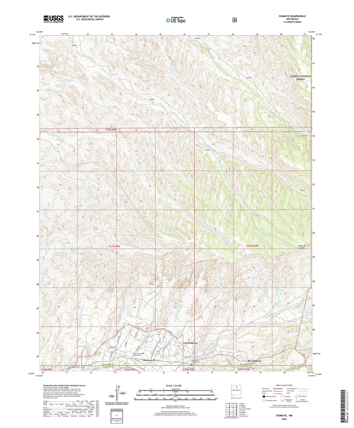 Chimayo New Mexico US Topo Map Image