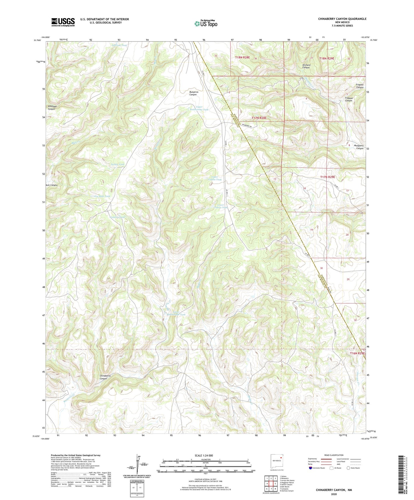 Chinaberry Canyon New Mexico US Topo Map Image