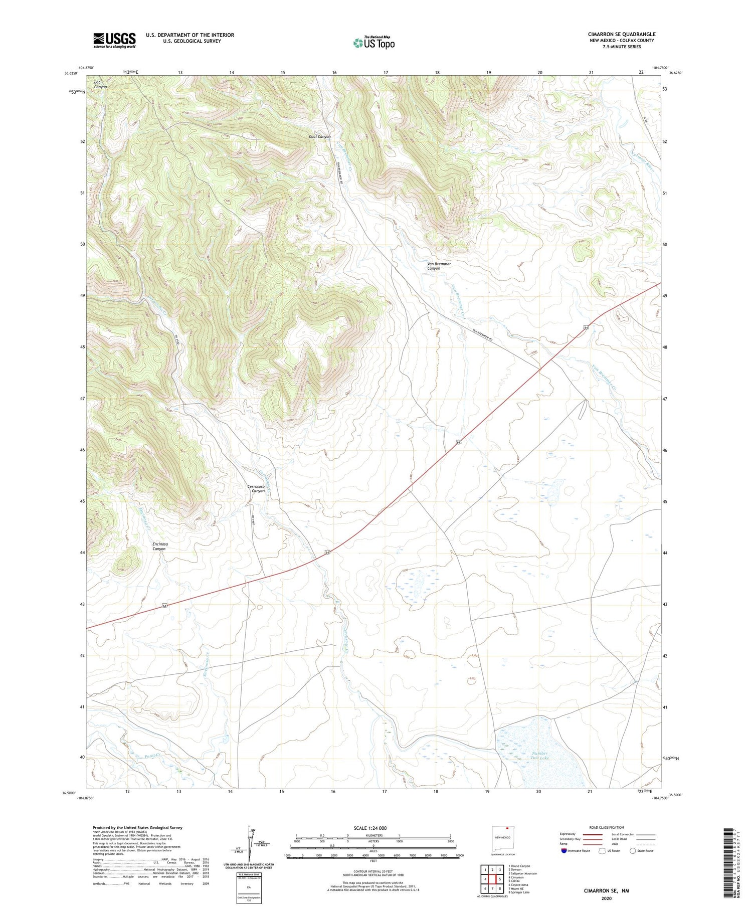 Cimarron SE New Mexico US Topo Map Image