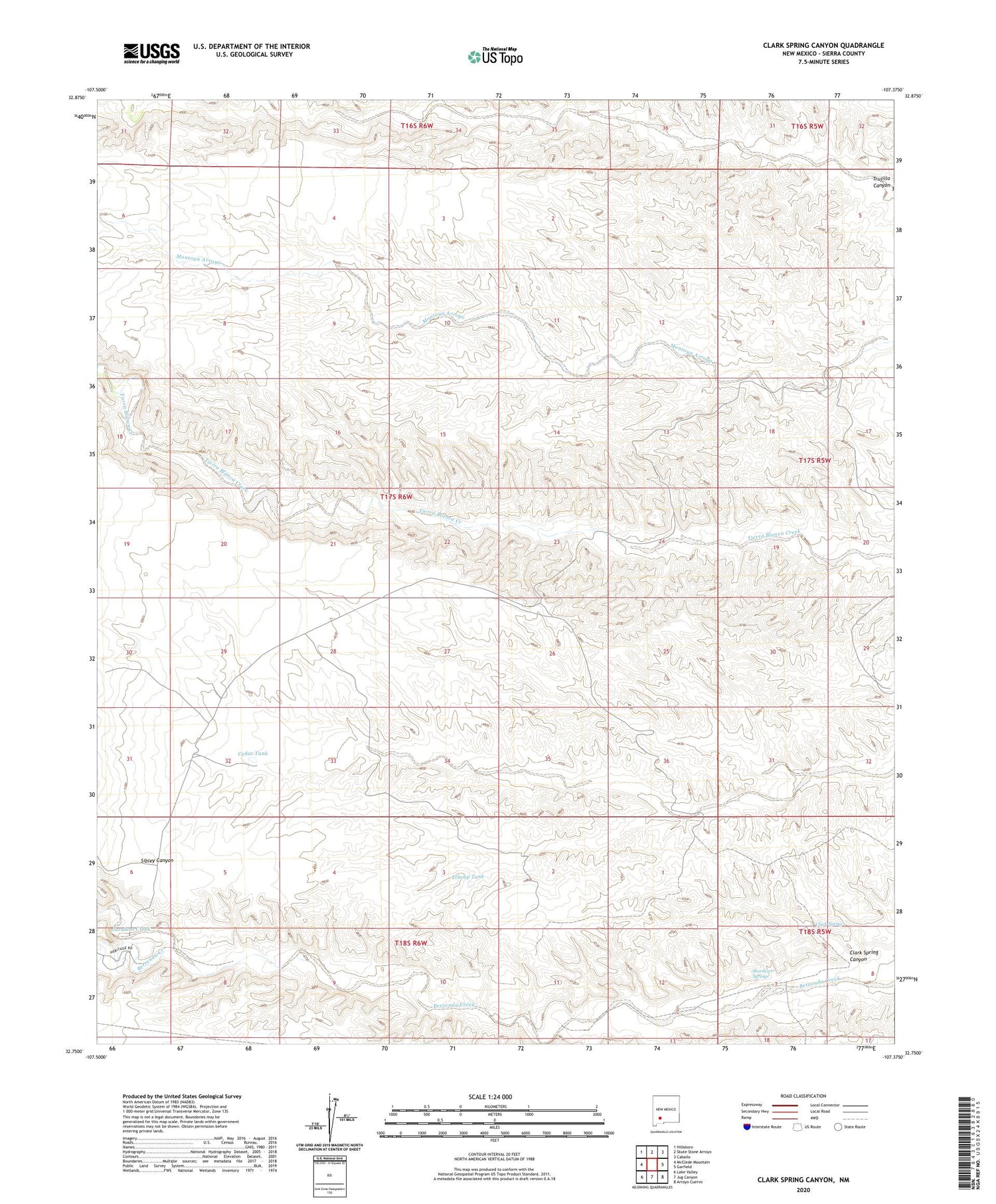 Clark Spring Canyon New Mexico US Topo Map Image