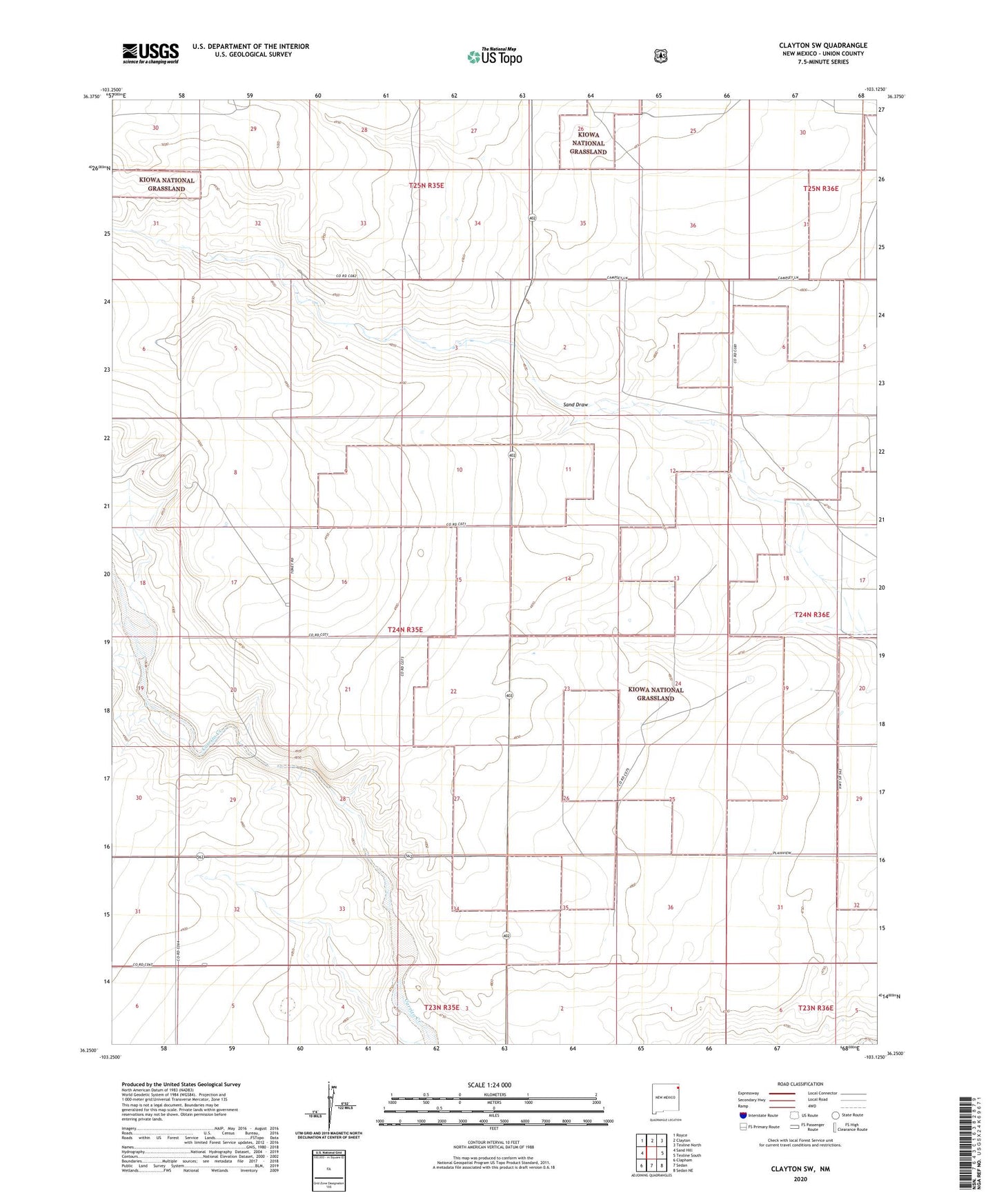 Clayton SW New Mexico US Topo Map Image