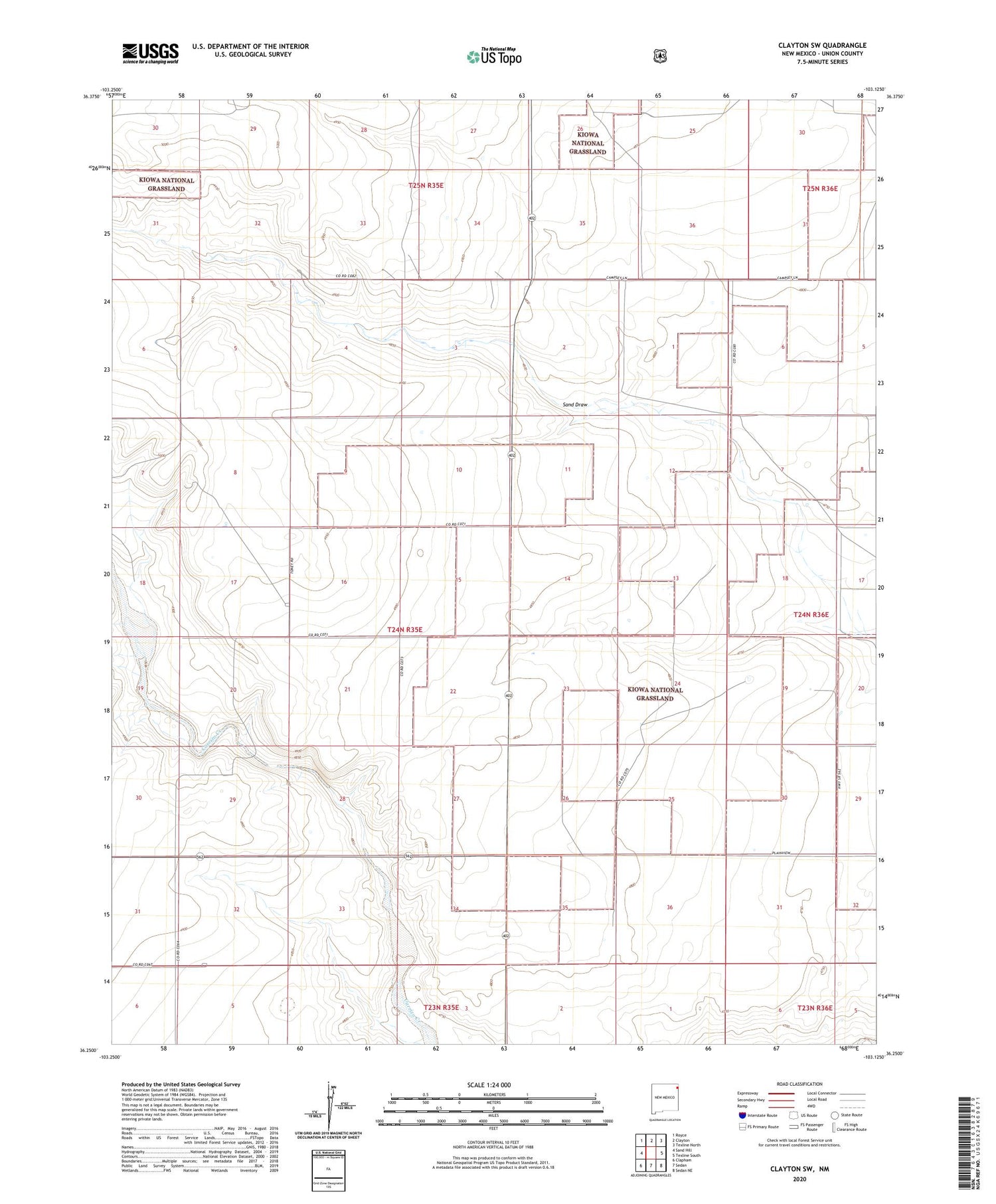 Clayton SW New Mexico US Topo Map Image