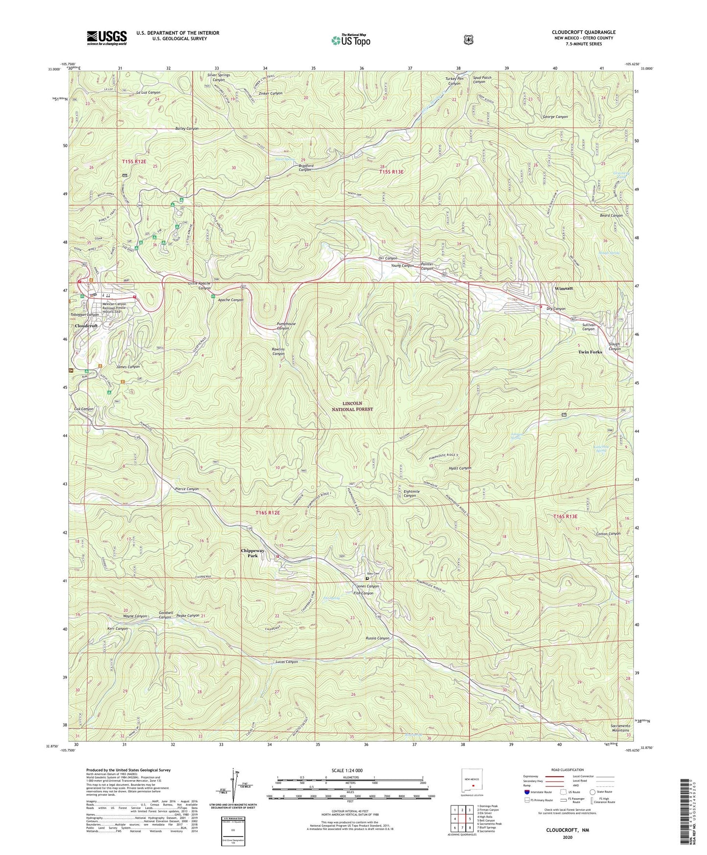 Cloudcroft New Mexico US Topo Map Image