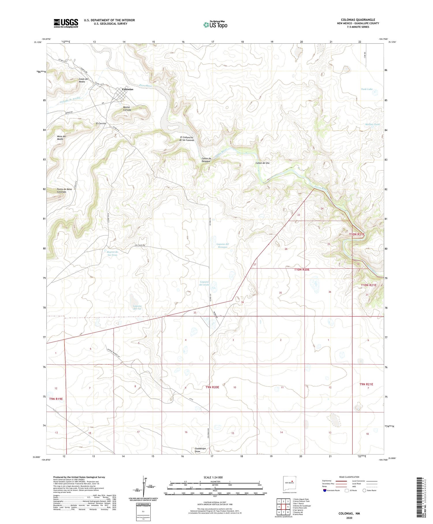 Colonias New Mexico US Topo Map Image