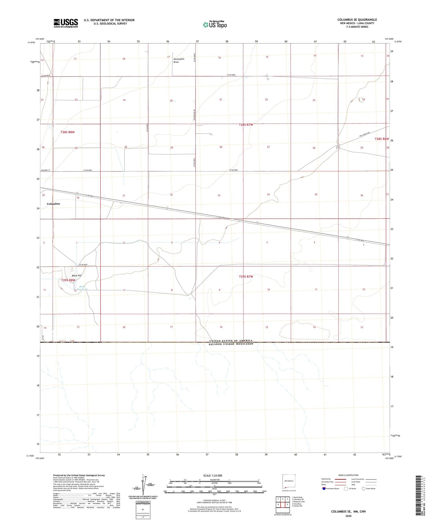 Columbus SE New Mexico US Topo Map Image