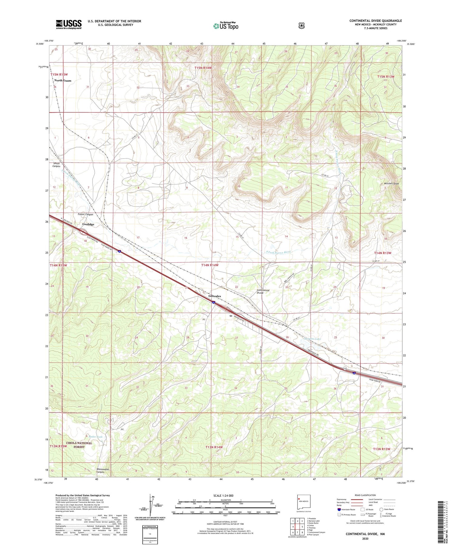 Continental Divide New Mexico US Topo Map Image