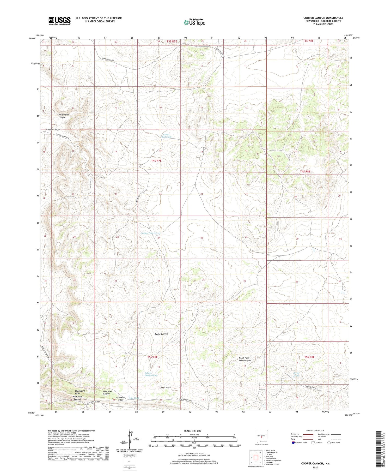 Cooper Canyon New Mexico US Topo Map Image