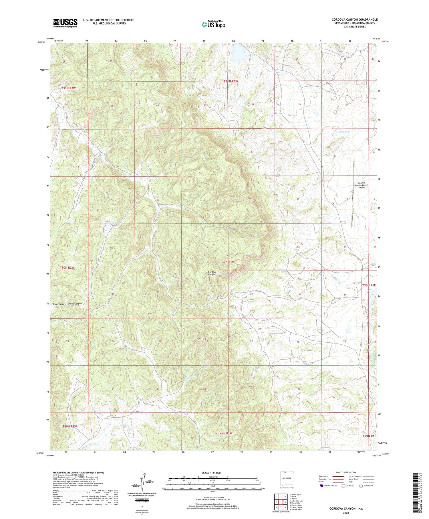 Cordova Canyon New Mexico US Topo Map Image