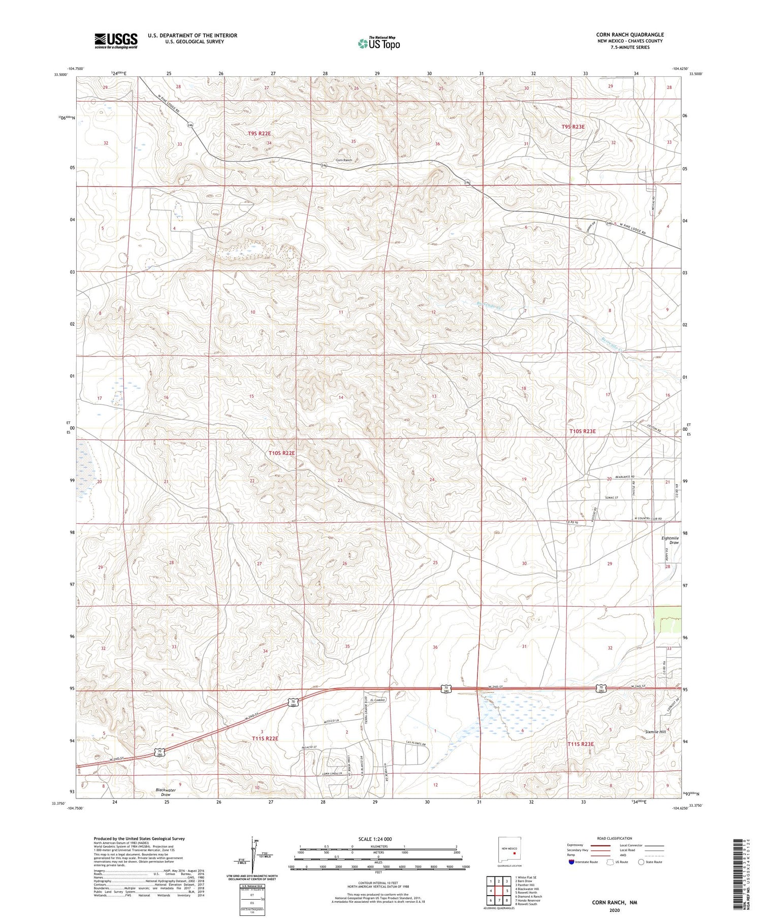 Corn Ranch New Mexico US Topo Map Image