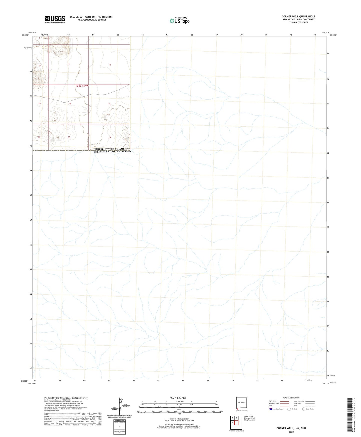 Corner Well New Mexico US Topo Map Image