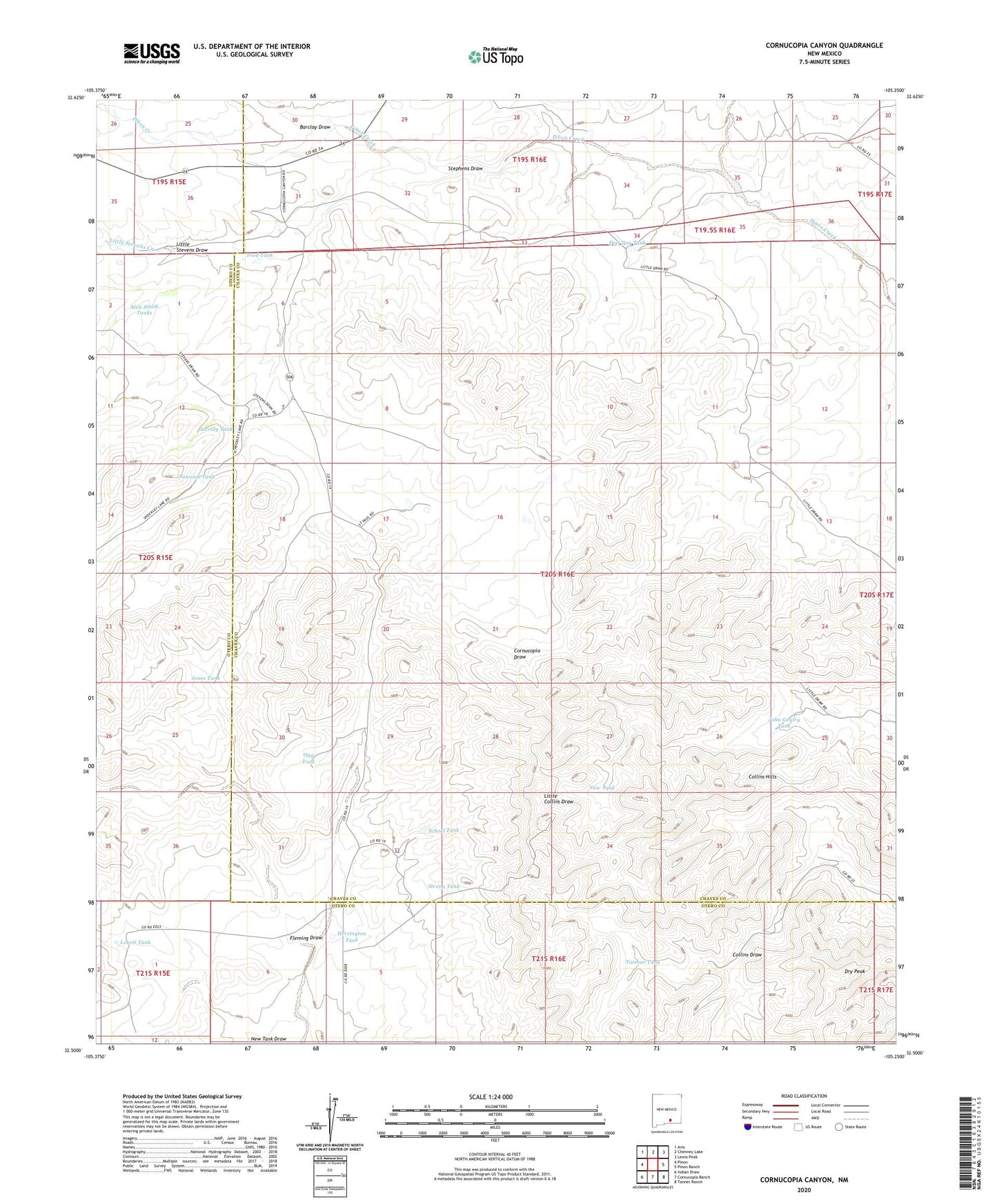 Cornucopia Canyon New Mexico US Topo Map Image