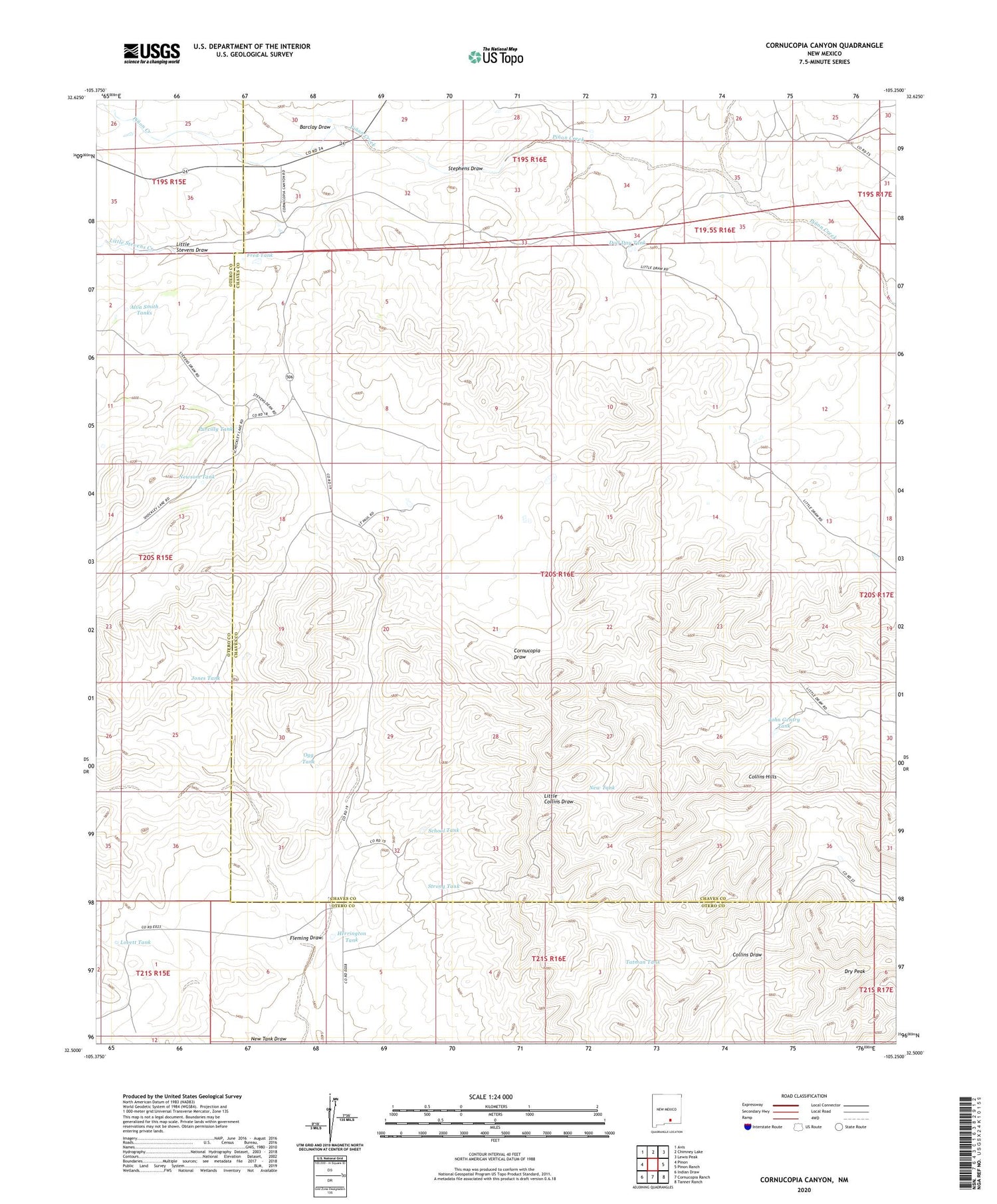 Cornucopia Canyon New Mexico US Topo Map Image