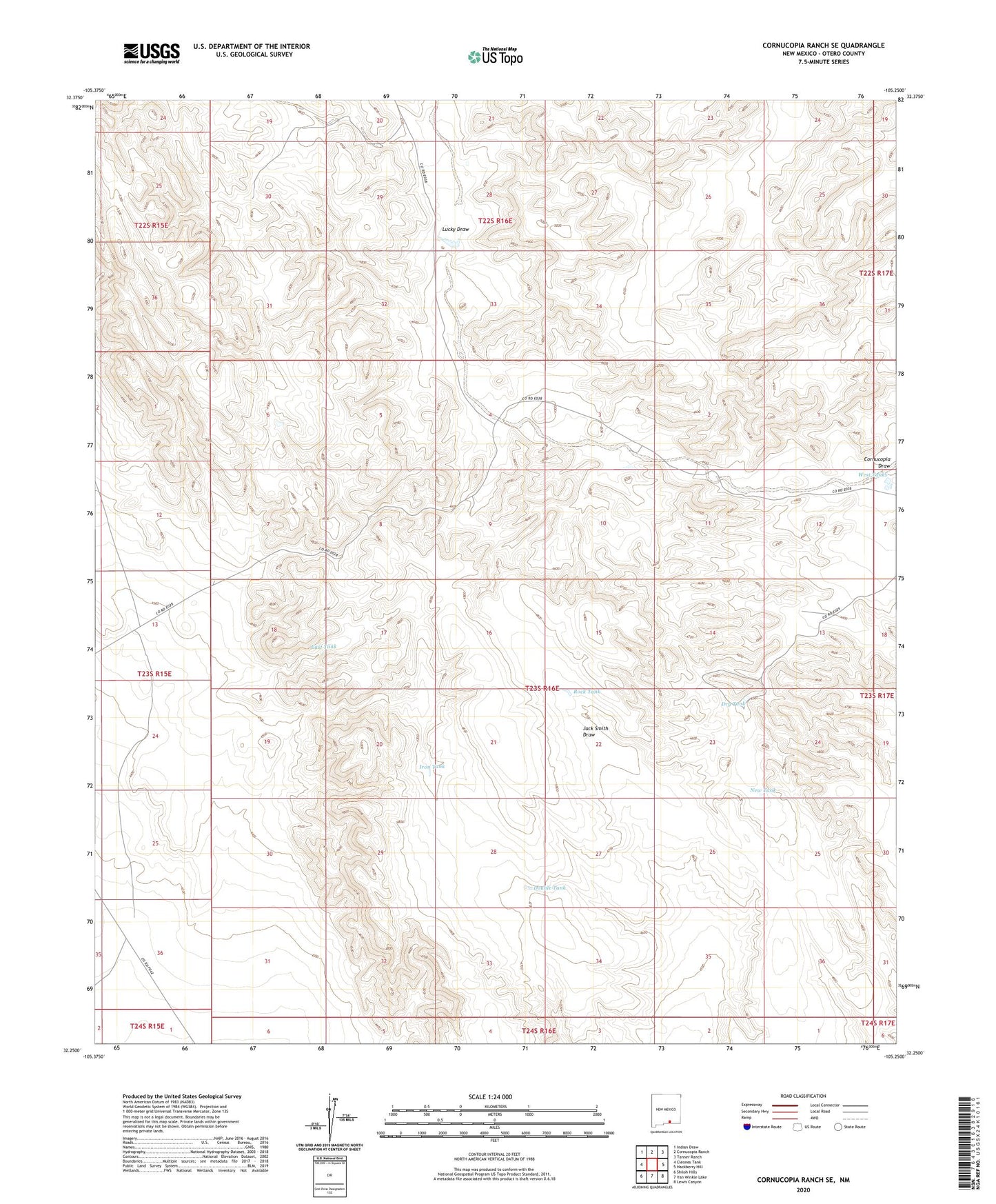 Cornucopia Ranch SE New Mexico US Topo Map Image