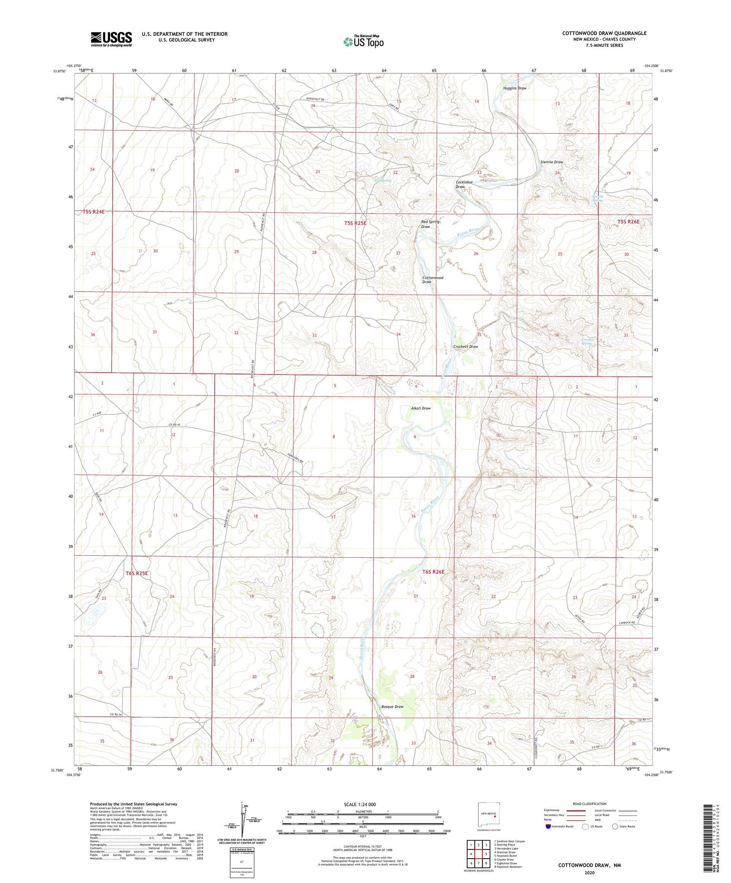 Cottonwood Draw New Mexico US Topo Map Image