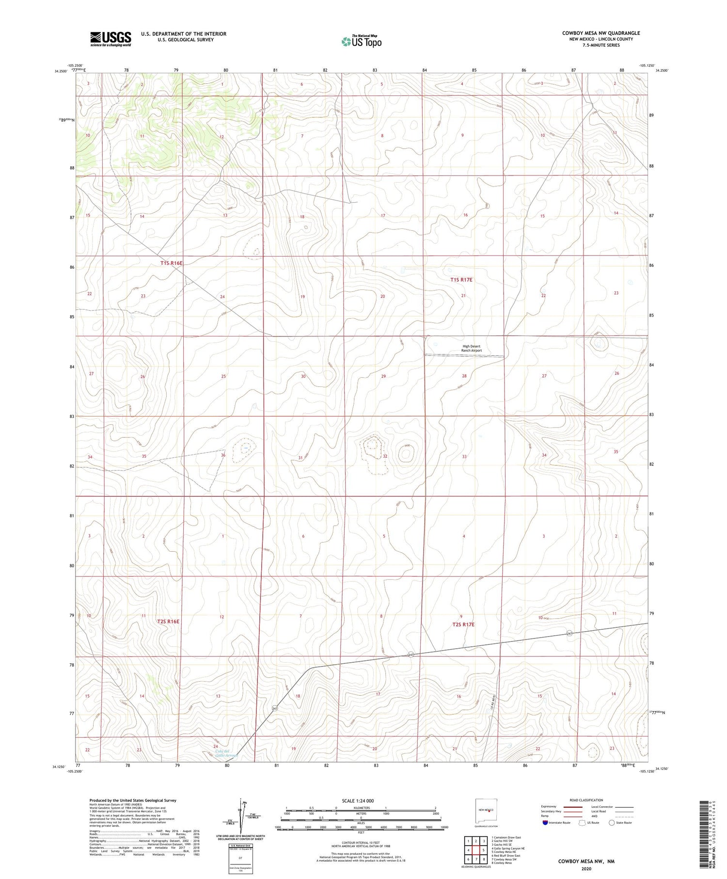 Cowboy Mesa NW New Mexico US Topo Map Image