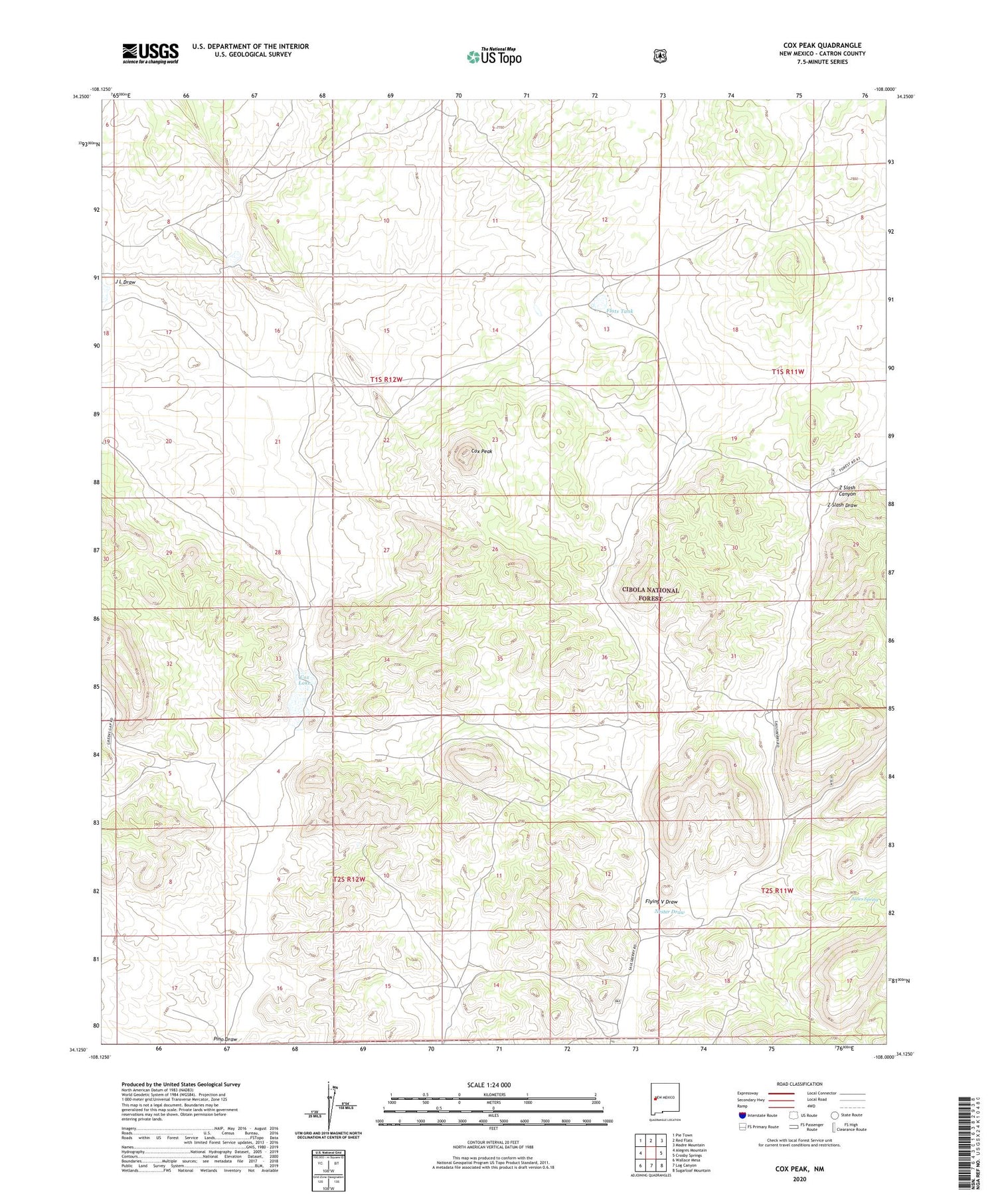 Cox Peak New Mexico US Topo Map Image
