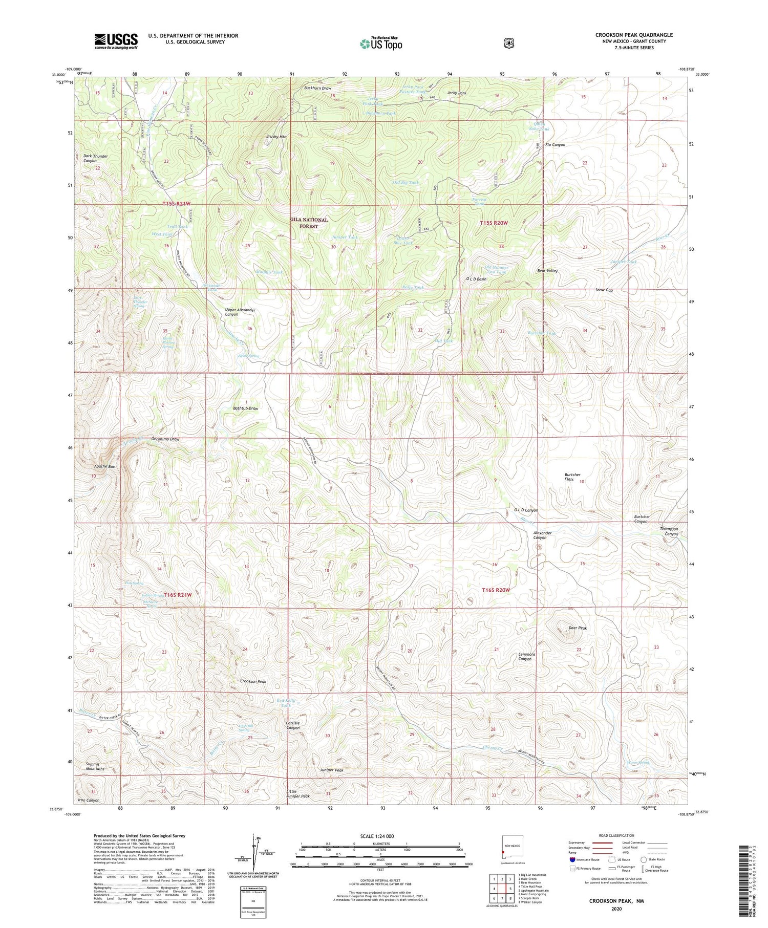 Crookson Peak New Mexico US Topo Map Image