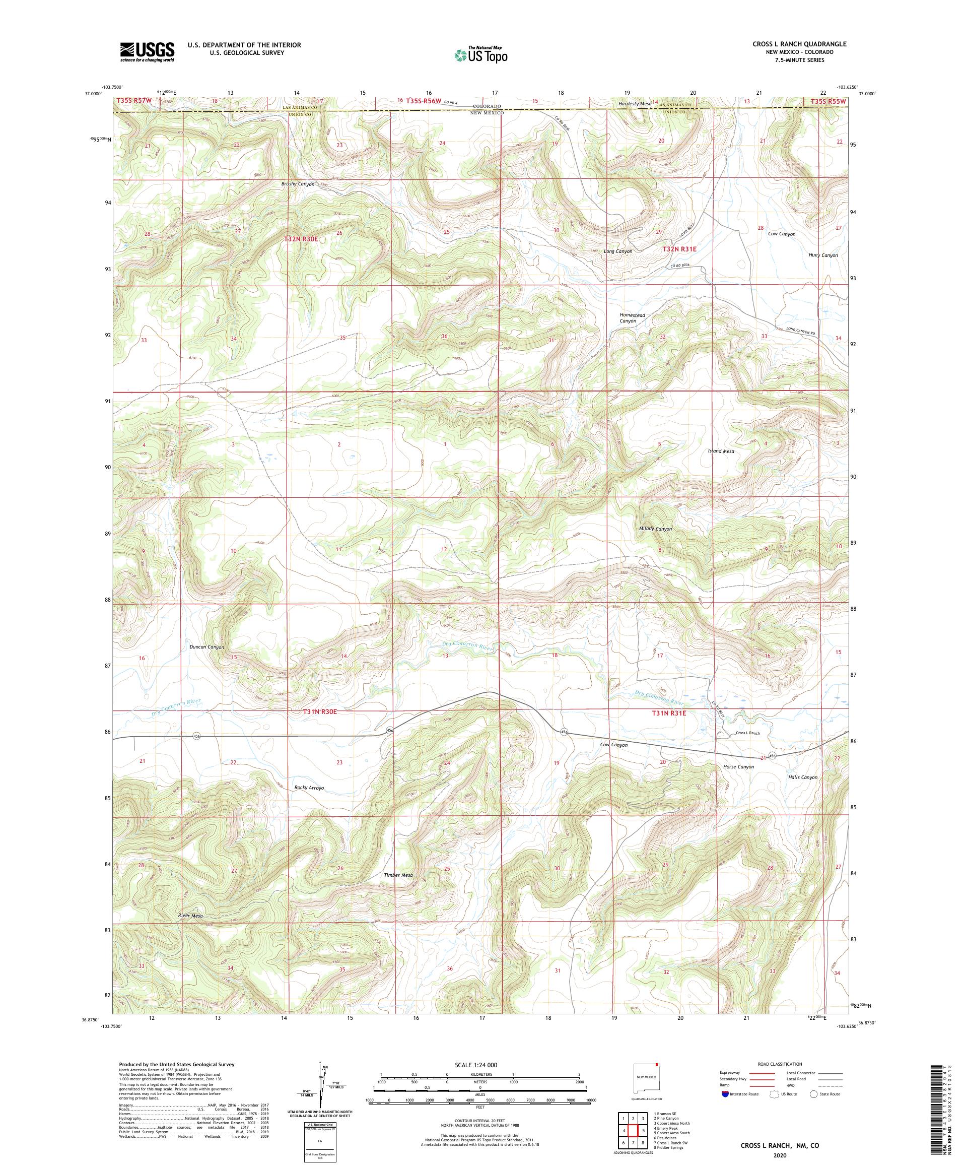 Cross L Ranch New Mexico US Topo Map – MyTopo Map Store
