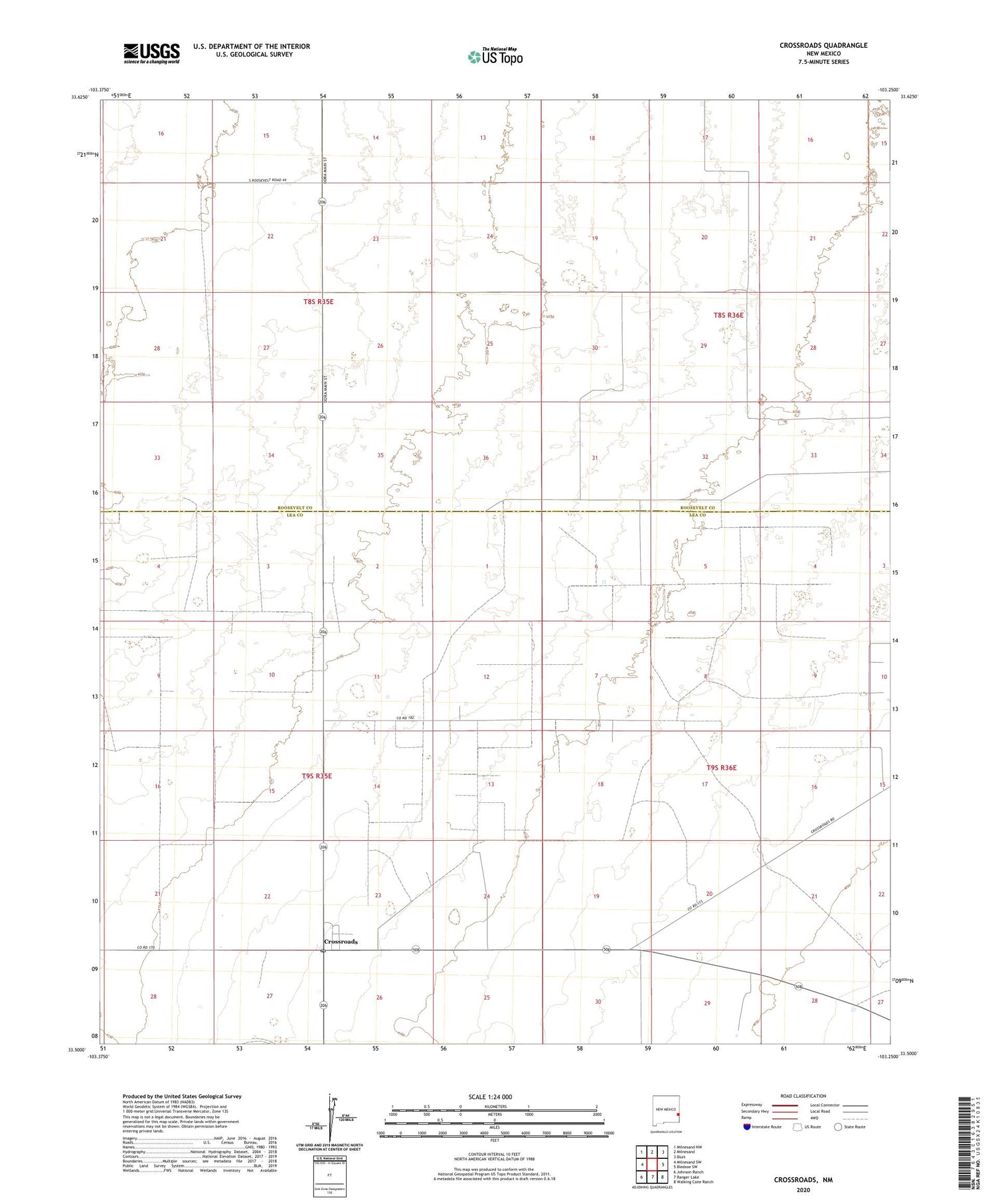 Crossroads New Mexico US Topo Map Image
