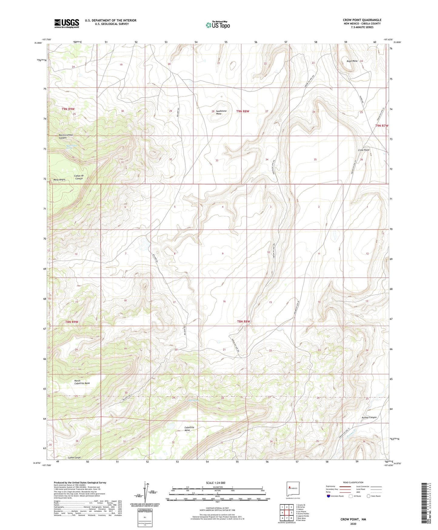 Crow Point New Mexico US Topo Map Image