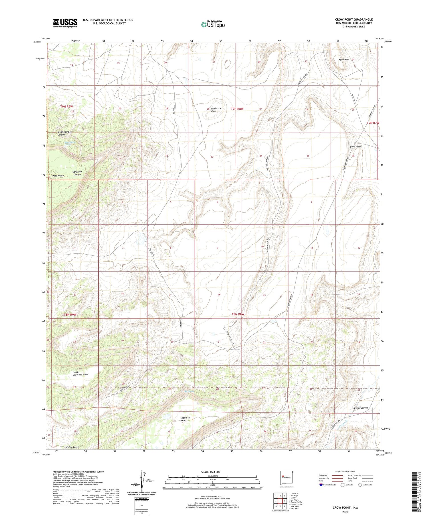 Crow Point New Mexico US Topo Map Image