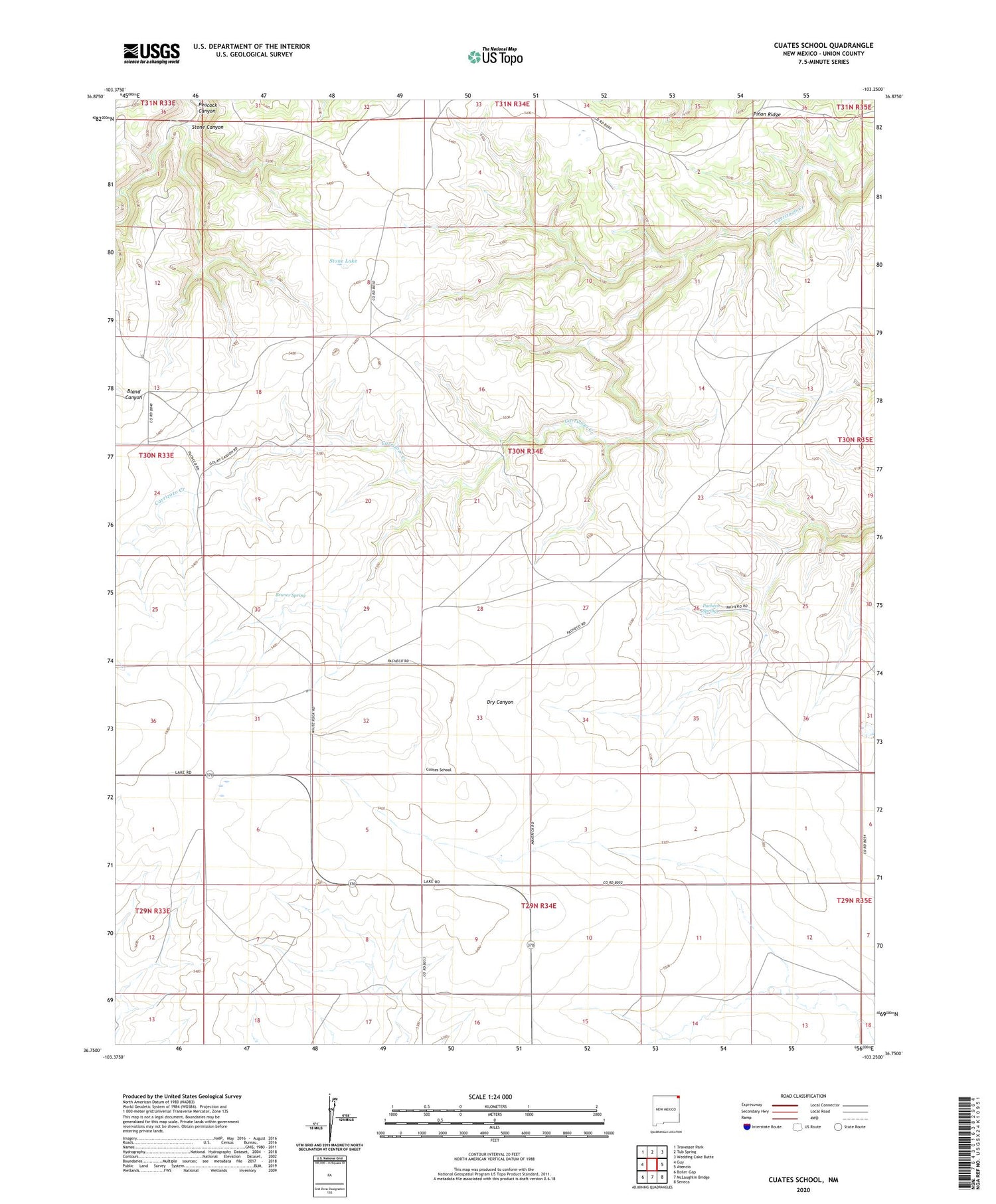 Cuates School New Mexico US Topo Map Image