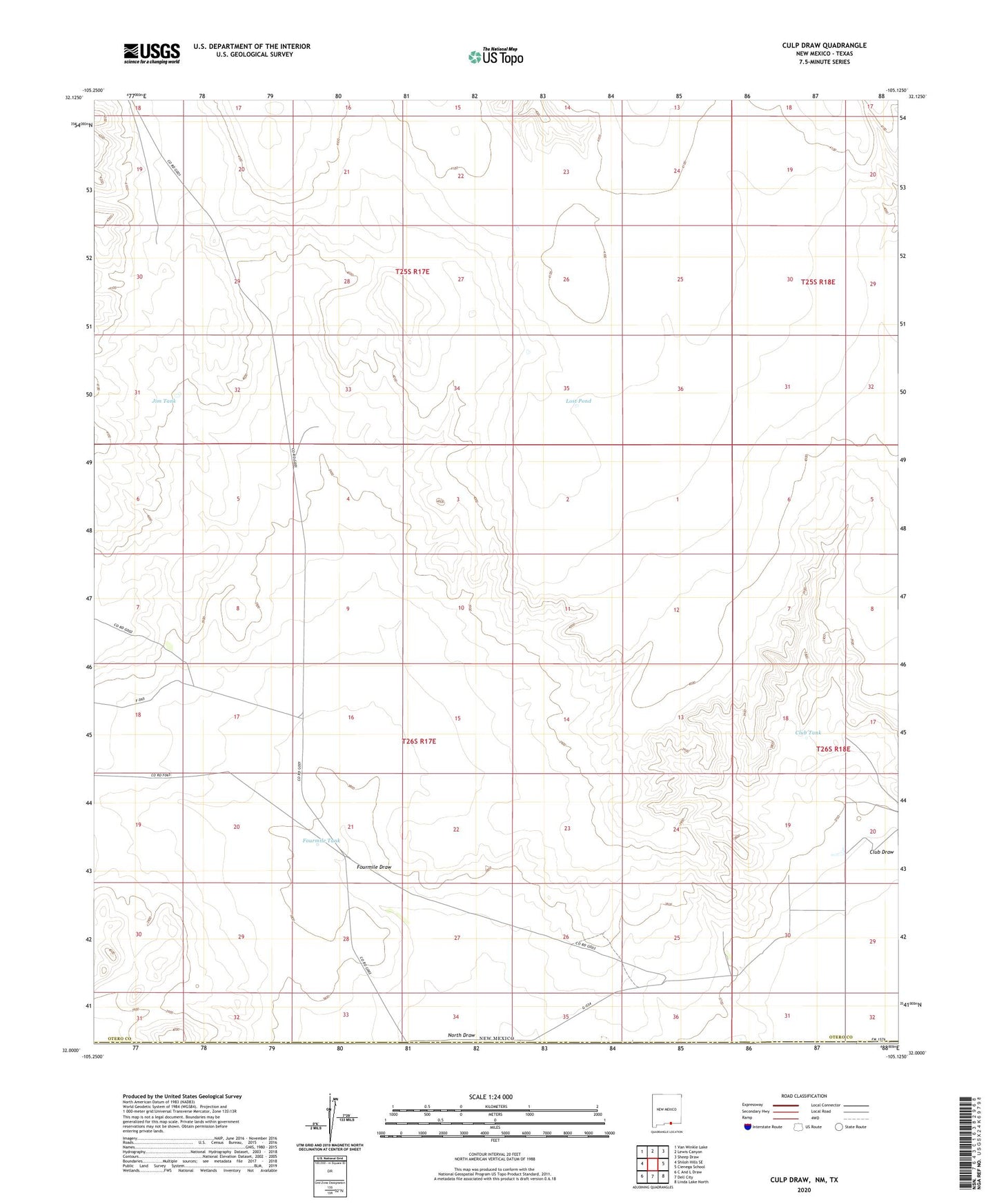 Culp Draw New Mexico US Topo Map Image